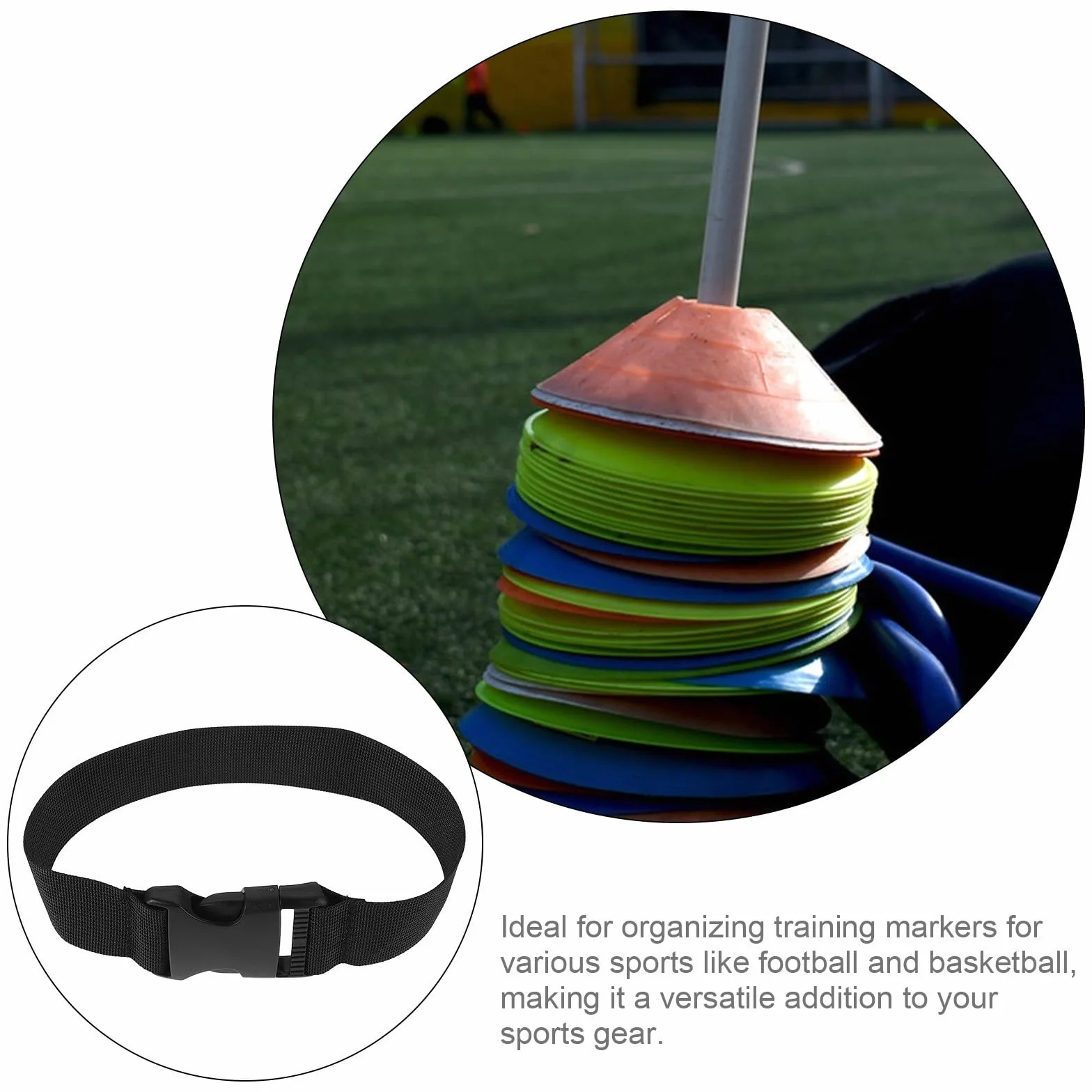 LALAFINA 4 Pièces Sangle de Transport Réglable en Nylon pour Cônes de Football et Basketball