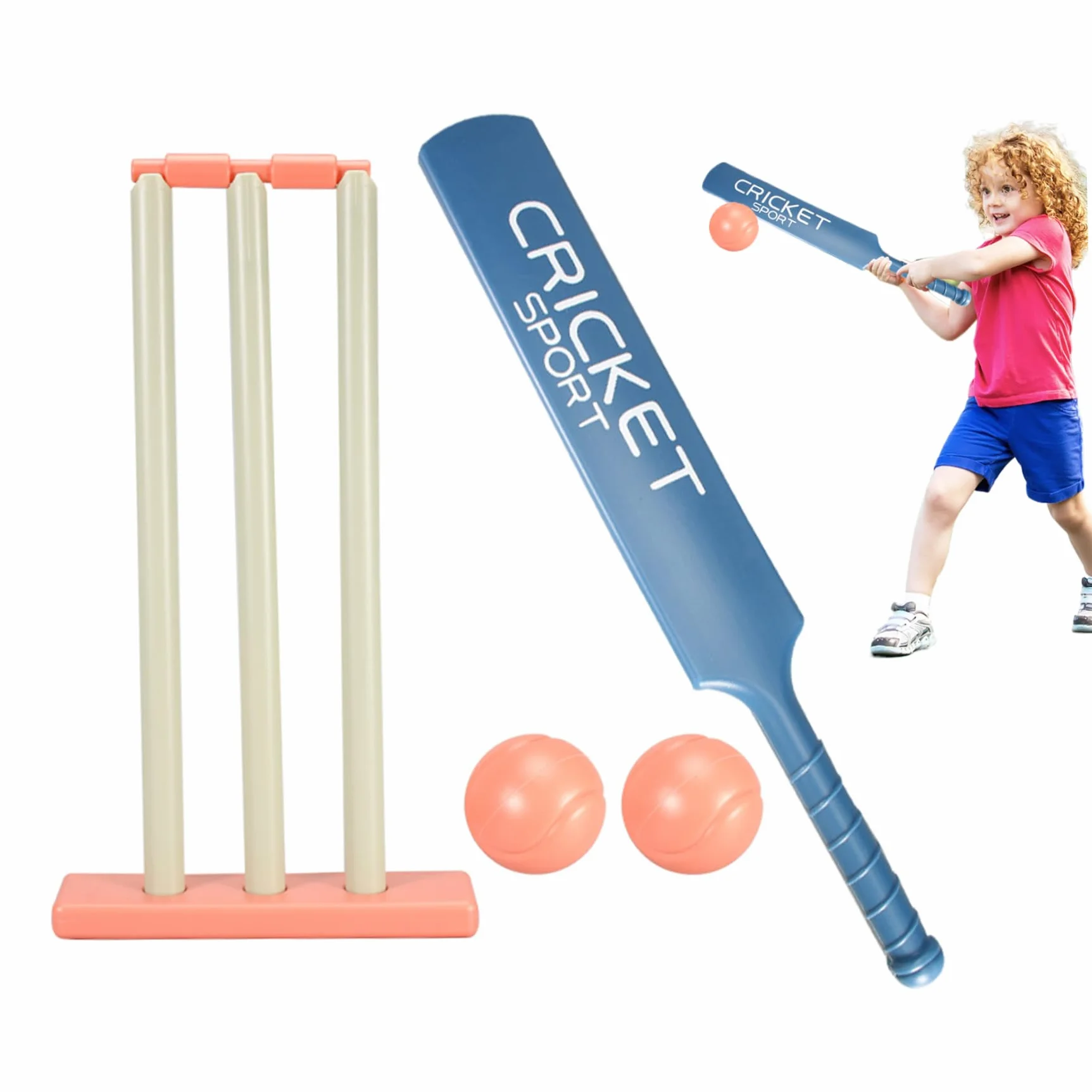 Ensemble de Cricket pour Enfants avec Batte et Souches en ABS, 2 Balles, Jeu d'Interaction Parent-Enfant