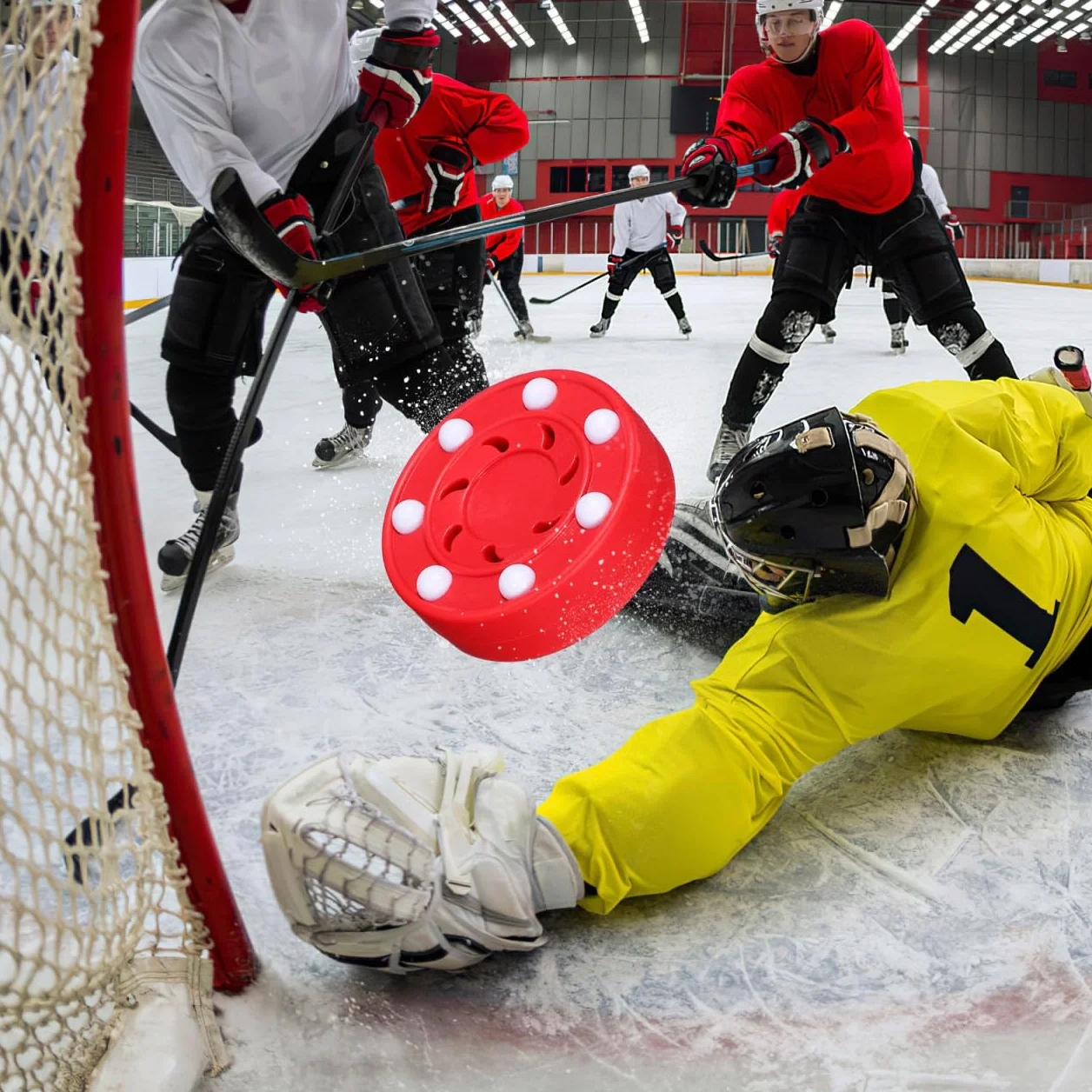 Lot de 2 Rollers de Hockey en Plein air Puck Street Hockey intérieur Hockey sur Glace Green Biscuit Pro Puck Roller Hockey Jeu d'entraînement