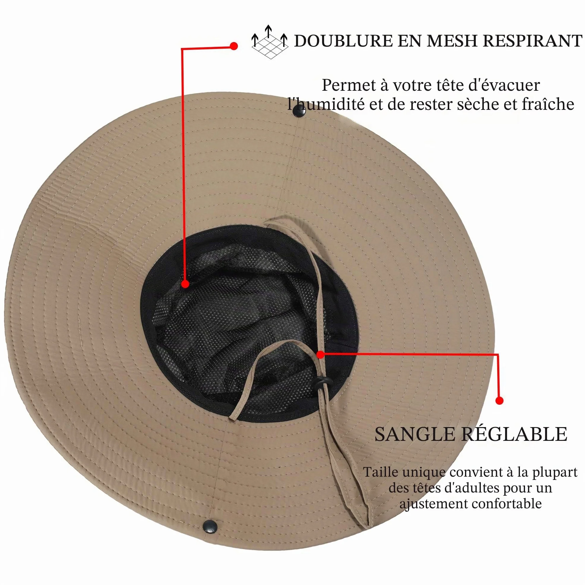 Chapeau Boonie à Large Bord imperméable pour Homme Protection Solaire d'extérieur