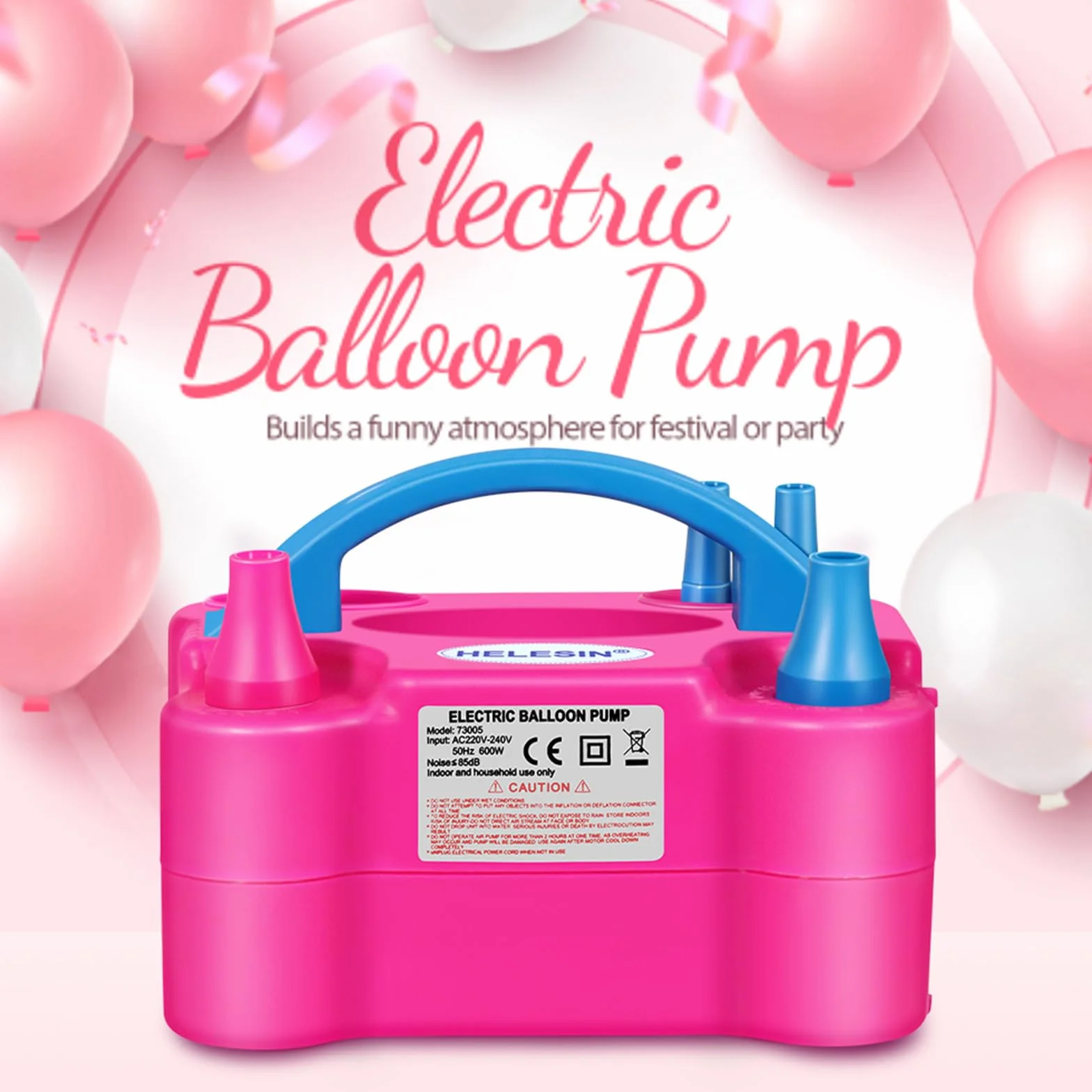 Pompe à ballon électrique 600 W portable 2 modes de gonflage HELESIN