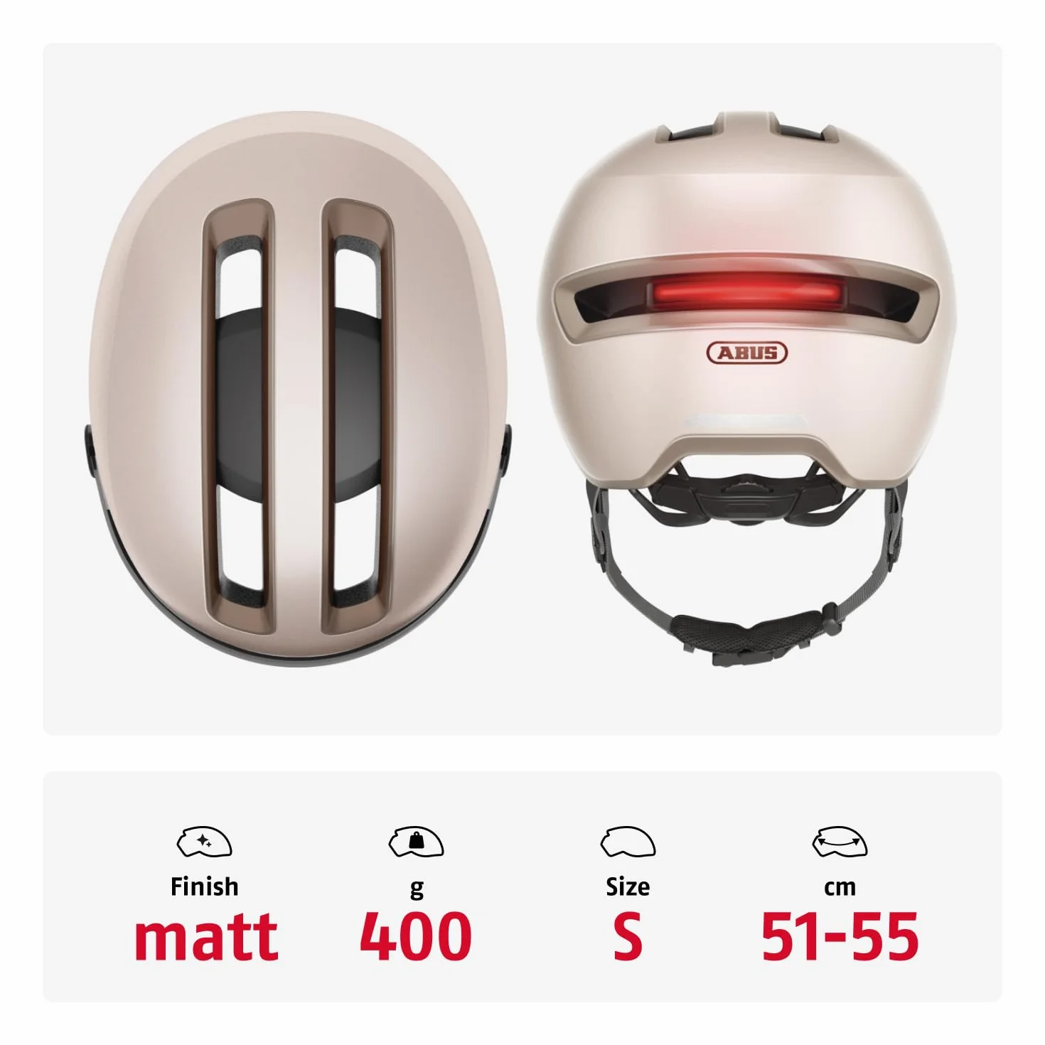 ABUS Casque de Ville HUD-Y ACE Casque de vélo avec visière et feu arrière LED magnétique Rechargeable