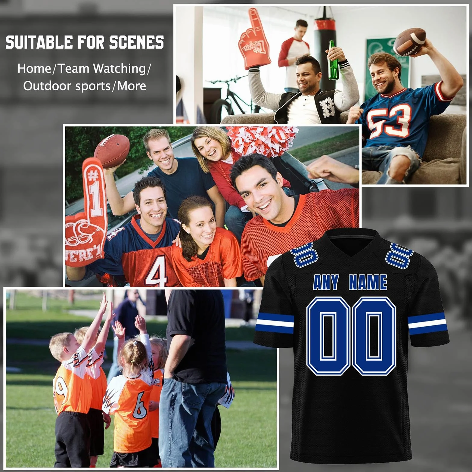 Tee Shirt Personnalisable de Football Américain avec Noms et Numéros pour Équipes et Tournois