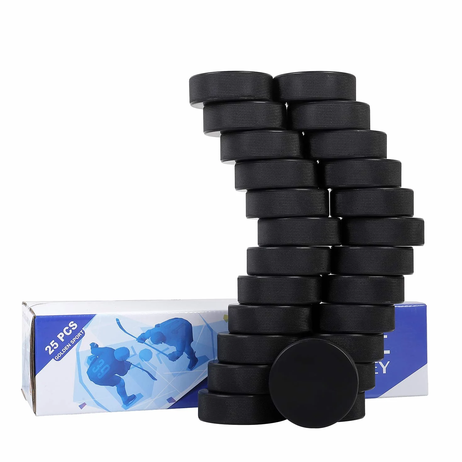 Palets de Hockey sur Glace Officiels 7,6 cm 2,5 cm 170,1 g Noir Lot de 25