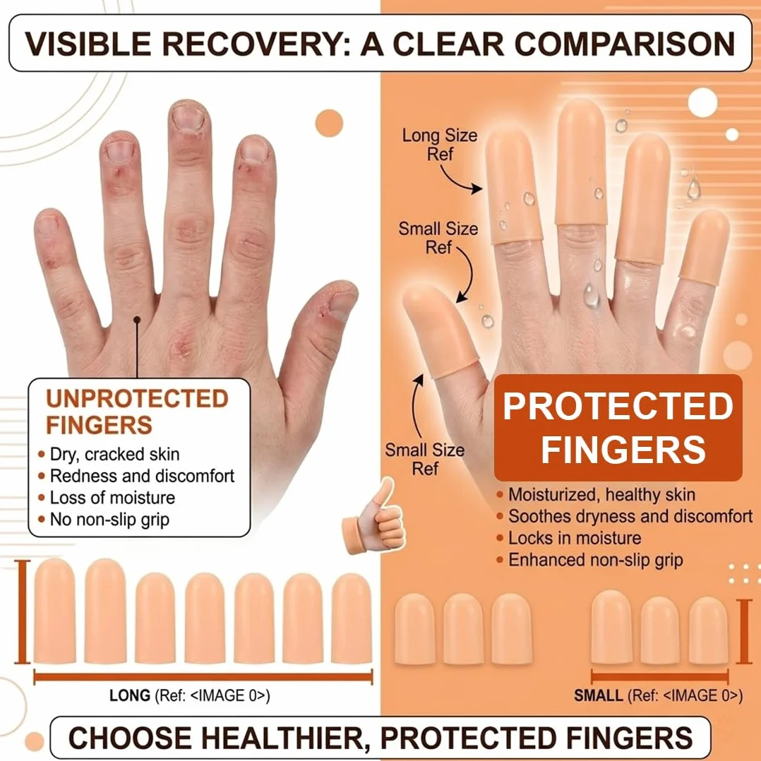20 Pièces protège doigt en silicone, Protection du pouce et des doigts imperméables, Couleur chair