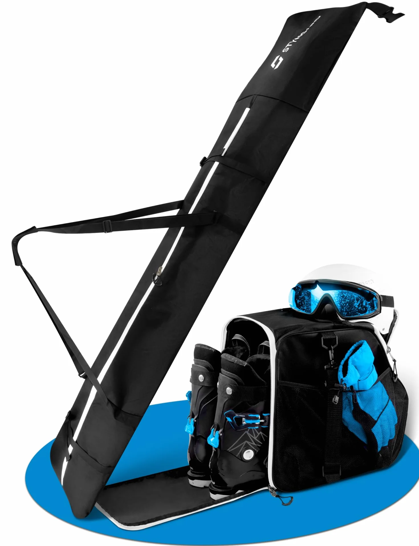 STYNGARD Sac à Chaussures de Ski avec Housse à Skis 140-200 cm 40 L Compartiment Casque Vancouver