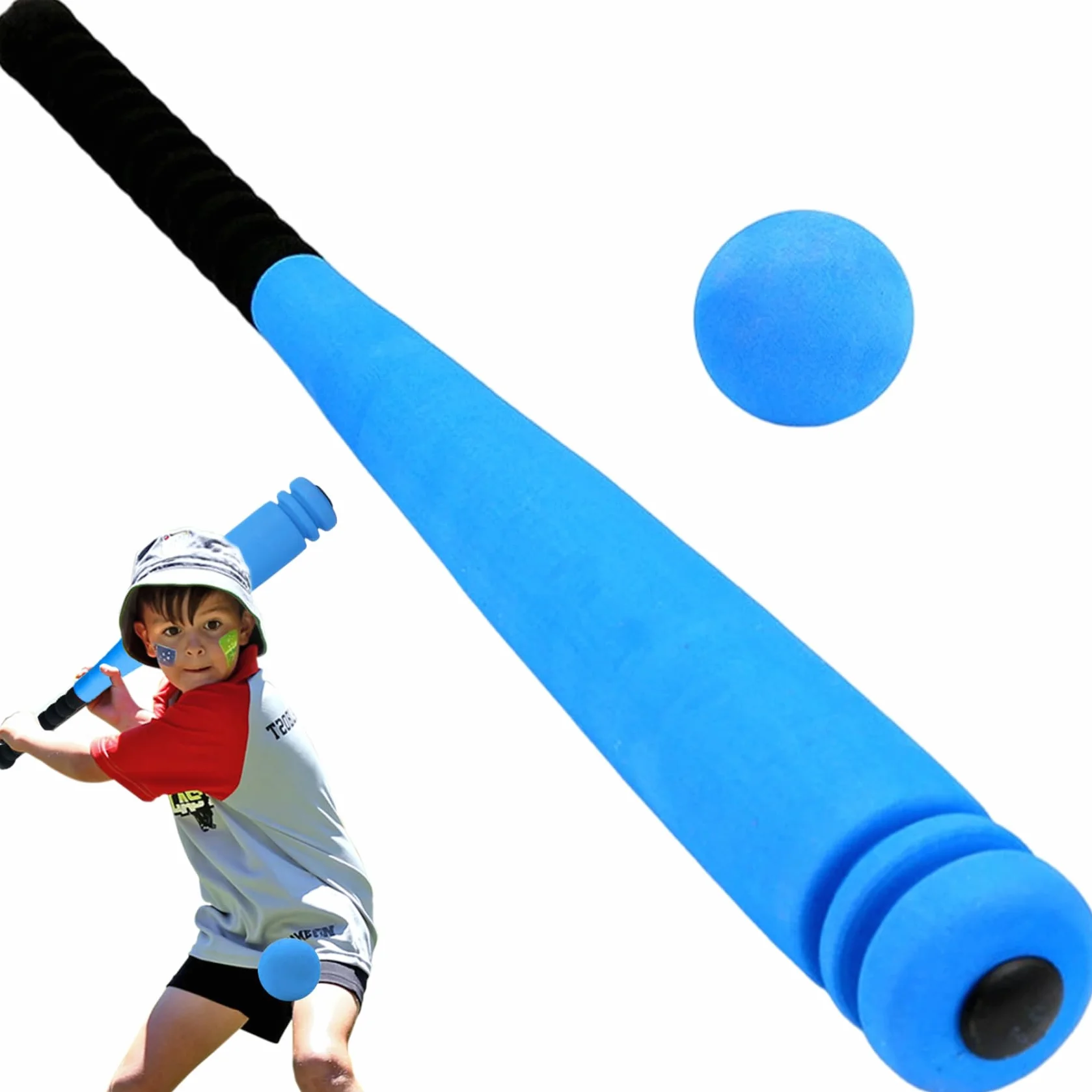 Batte de Baseball en Mousse Légère pour Enfants avec Balle - Jeu de Sport Extérieur et Intérieur Bleu