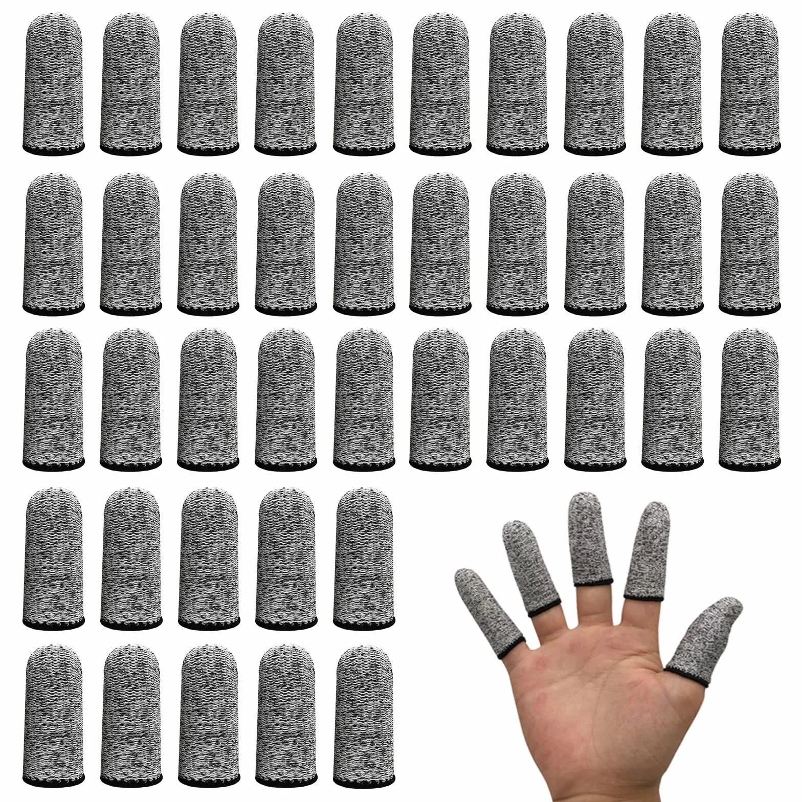 TSHAOUN 40 Pièces Doigtiers Réutilisable Protection Résistant aux Coupures Gris