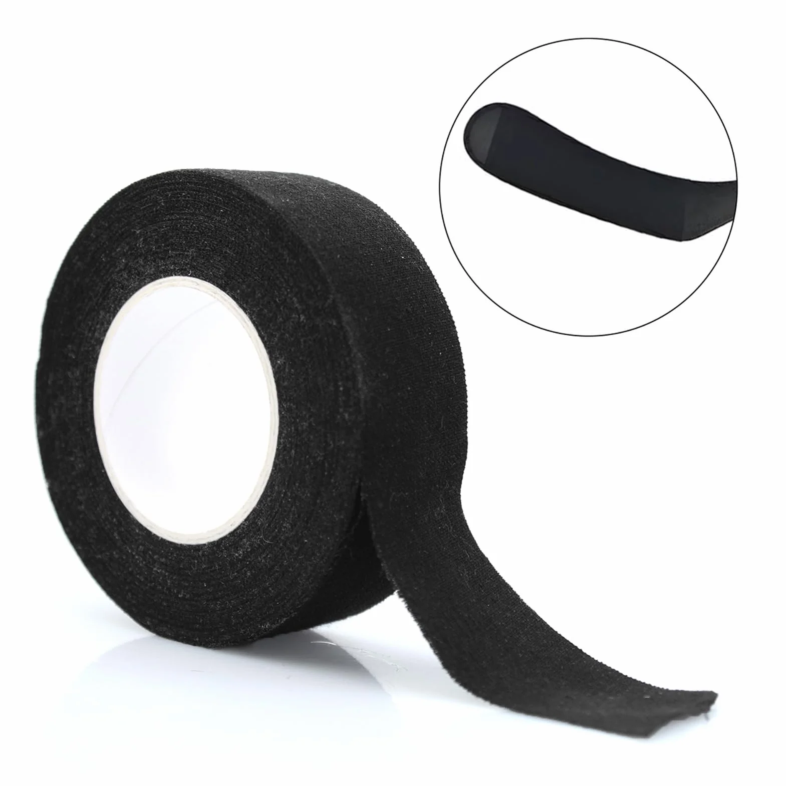 Ruban de Hockey Grip Tape 2.5cm x 10m Autocollant Antidérapant pour Raquette de Badminton (Noir)