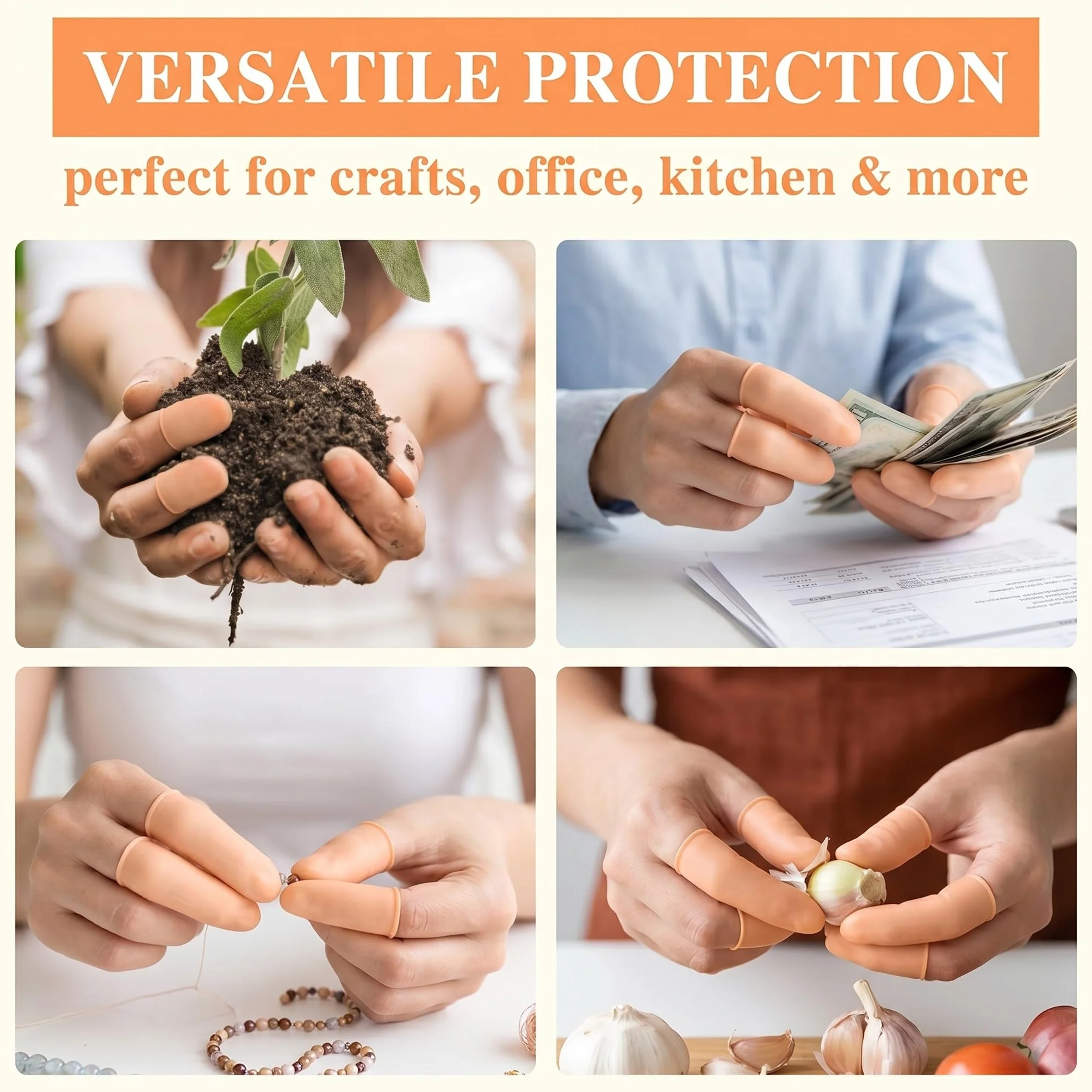 20 Pièces protège doigt en silicone, Protection du pouce et des doigts imperméables, Couleur chair