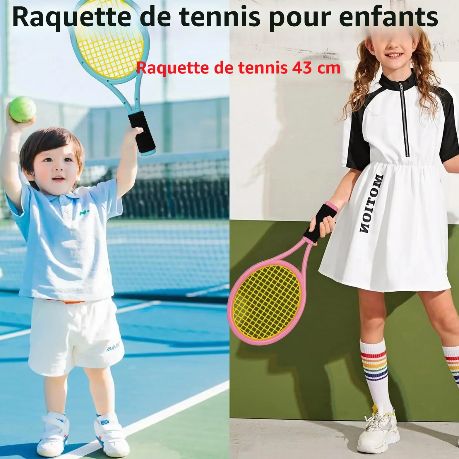 Ensemble de raquettes de tennis pour enfants 17 pouces avec balles en mousse souple et sac de transport
