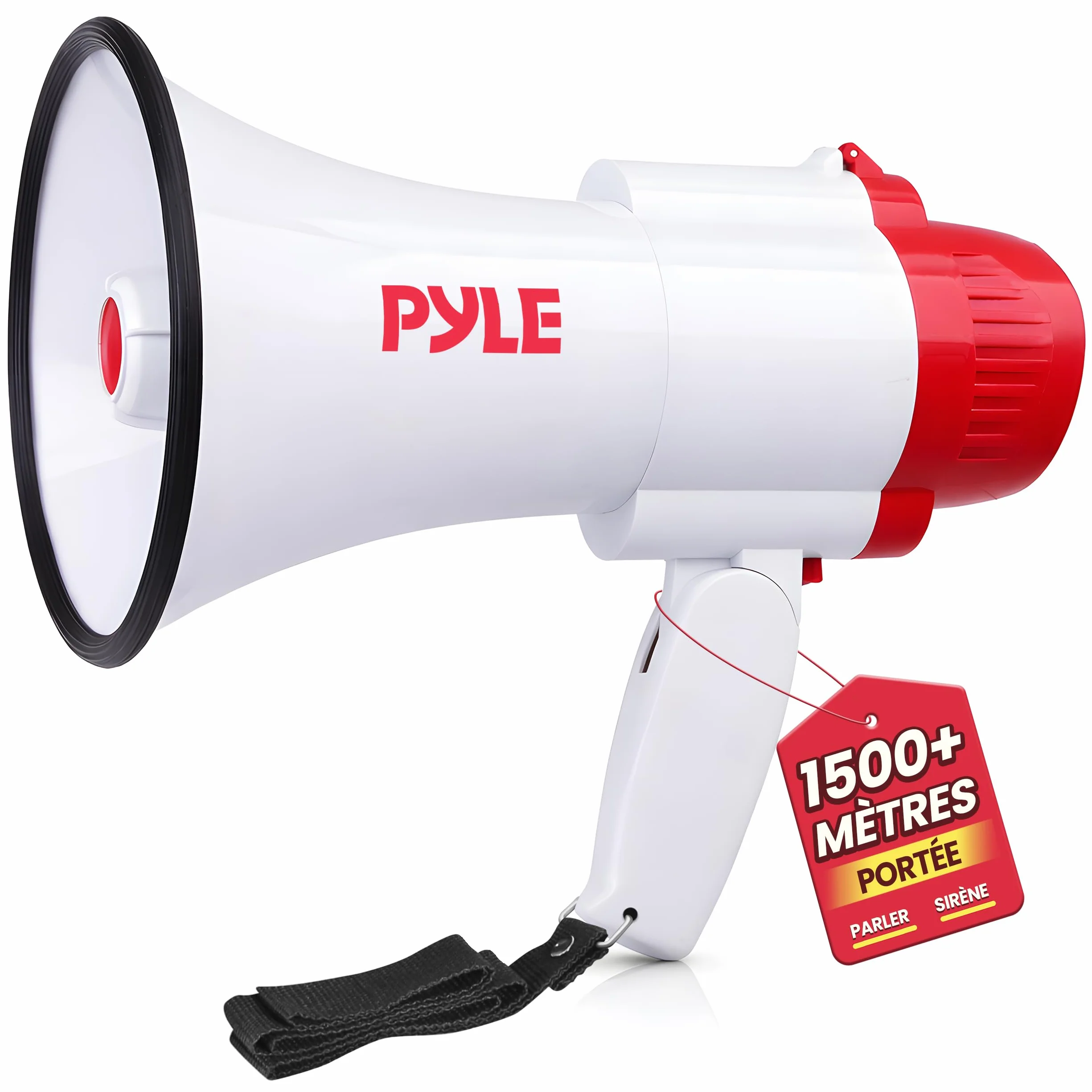 Pyle Mégaphone Porte-Voix 30W avec Sirène et Enregistrement – Haut-Parleur PA Portatif, Portée 731m