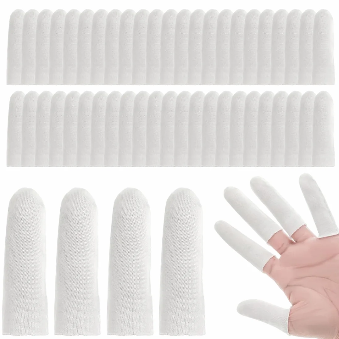 WeddHuis Lot de 50 Doigtiers Protège Doigt en Coton – Protection Doigt Main Respirante pour Eczéma et Arthrite