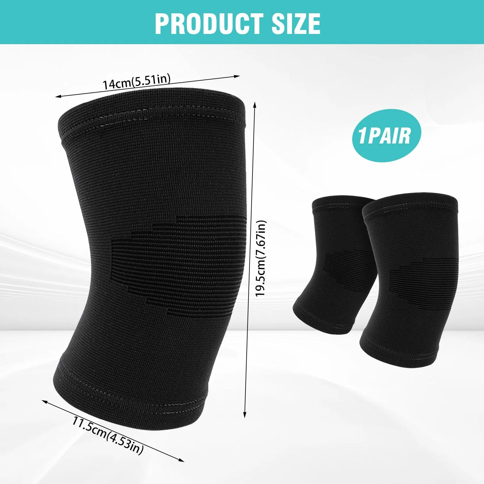 Genouillère de contention pour enfants Manchon de compression noir sport football gymnastique Taille unique