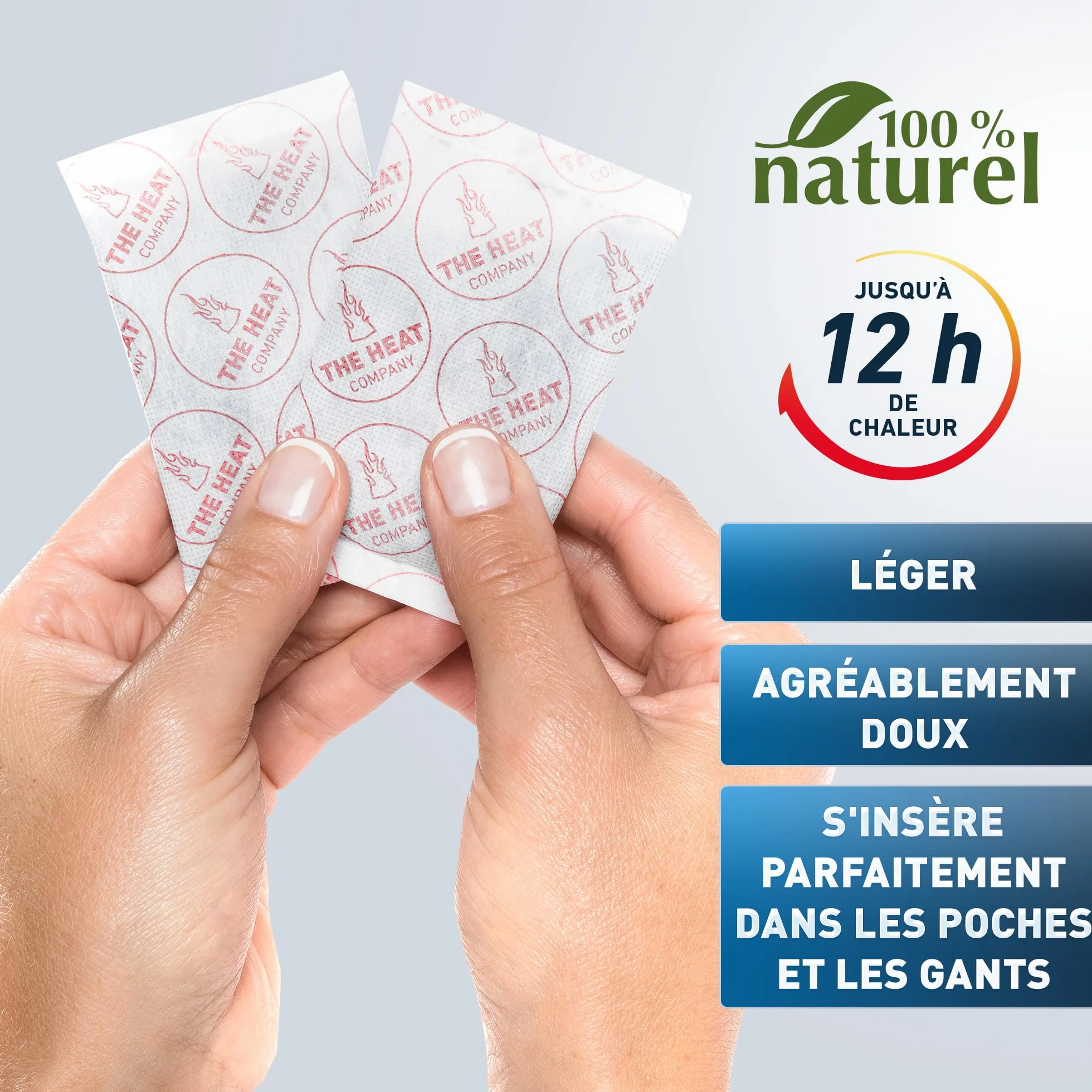 THE HEAT COMPANY Chaufferettes Mains Extra Chaud 12 Heures Chaleur Immédiate autochauffante Naturel