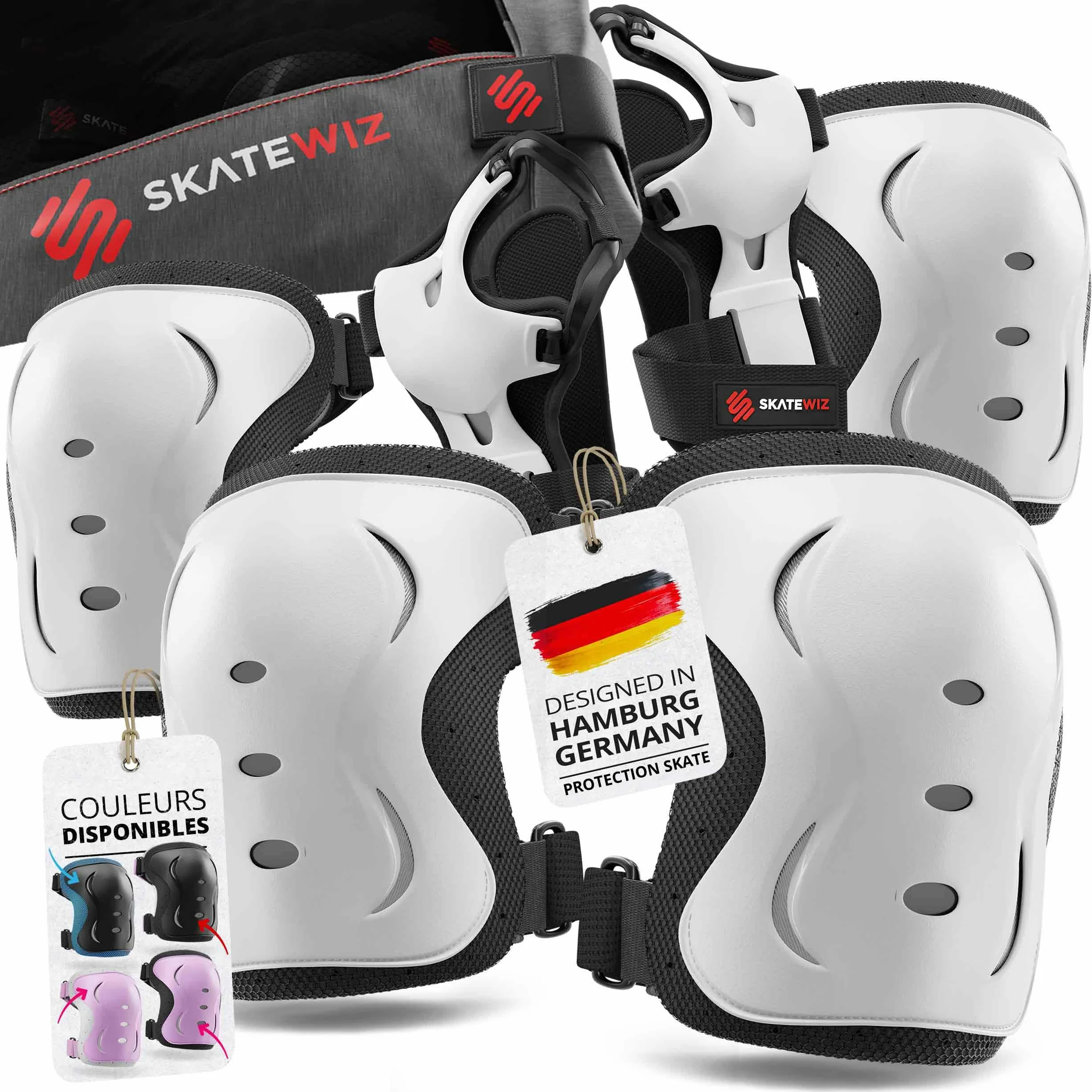 Kit de Protection Roller Enfant 6 pièces Genouillères Coudières Protège-Poignets