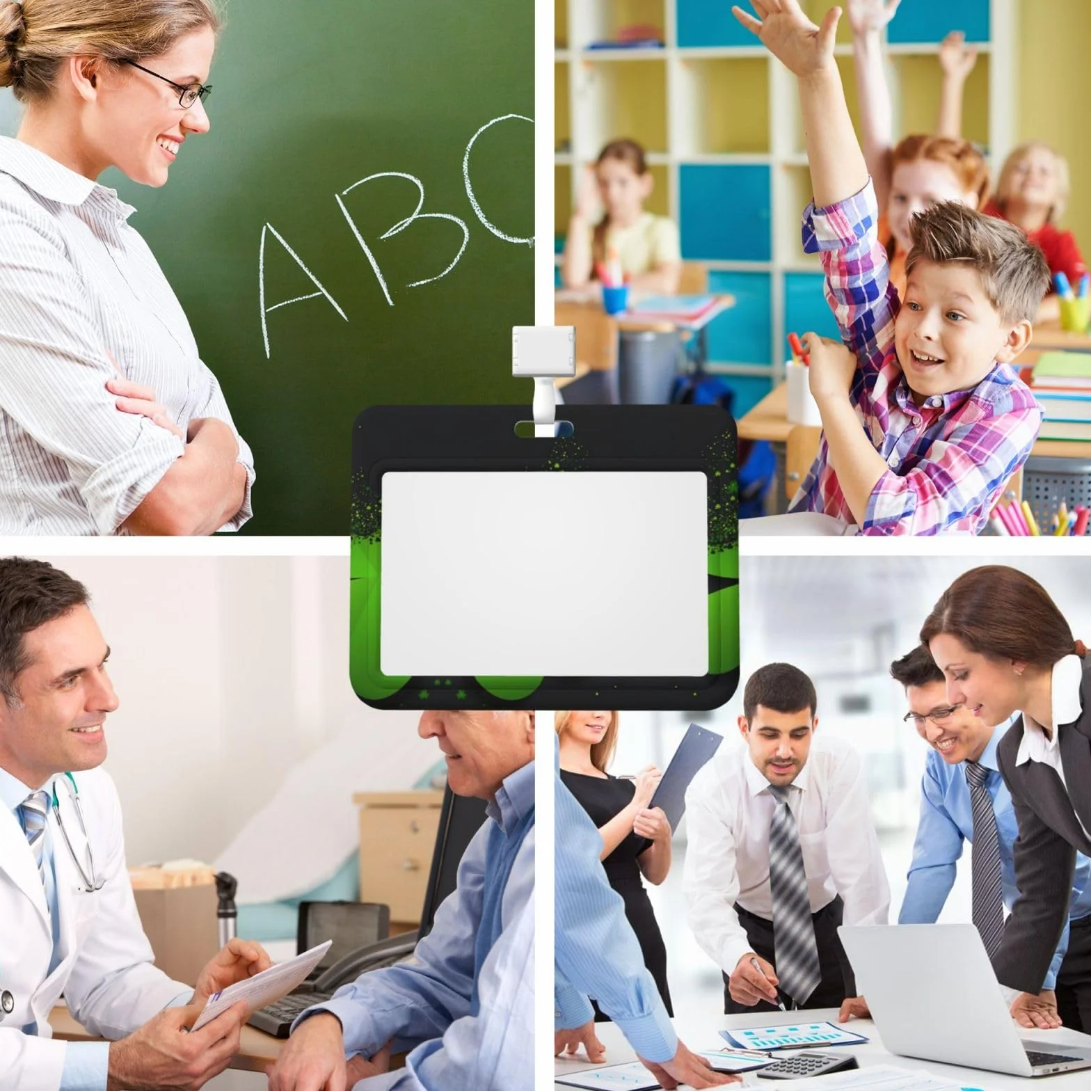 Porte-badge en plastique ABS transparent étanche refermable forme trèfle fond noir