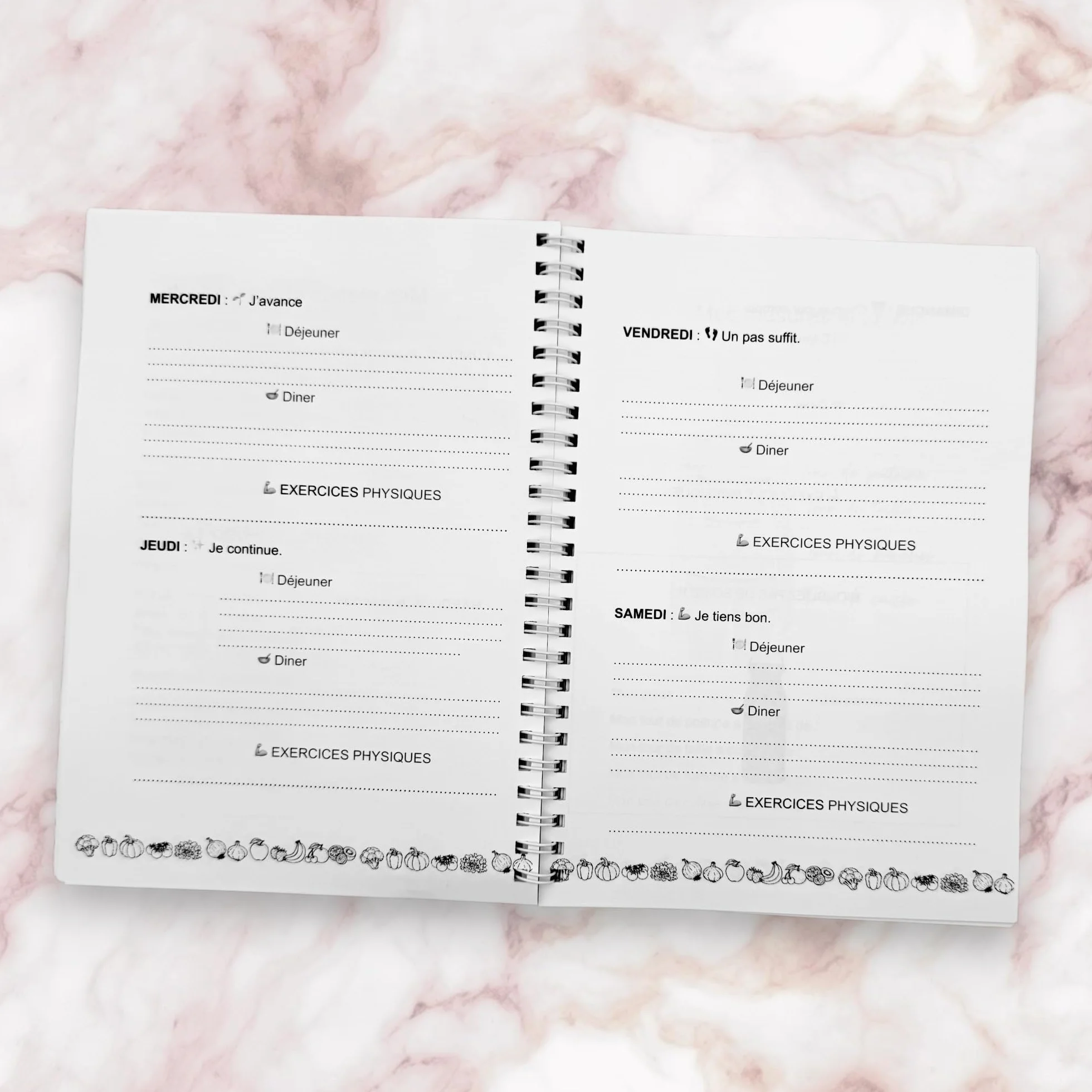 Carnet minceur 8 semaines – Journal alimentaire avec suivi, menus, recettes