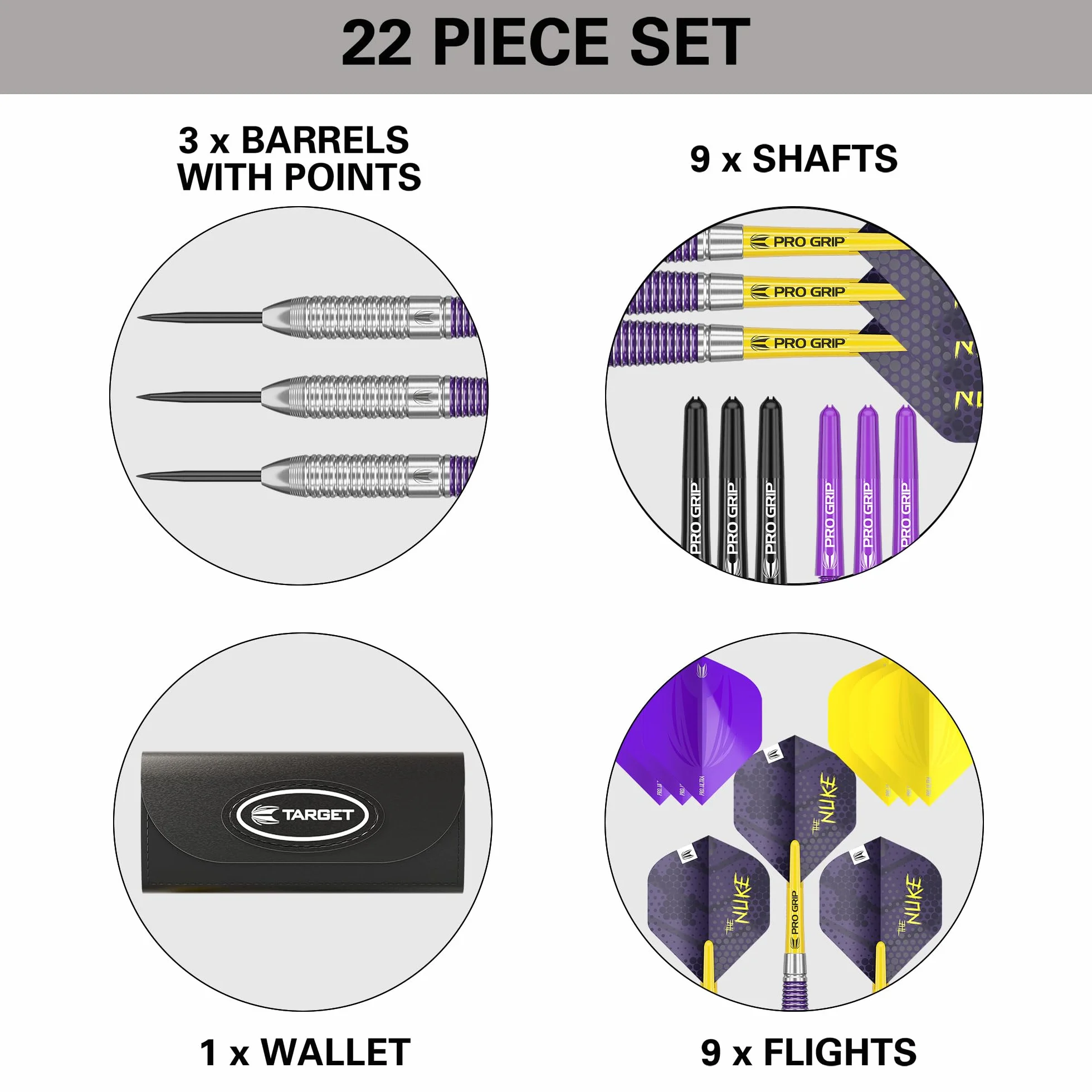 Target Darts Luke Littler Brass 22G Pointe en Acier Fléchettes Set The Nuke Player Édition Fléchette