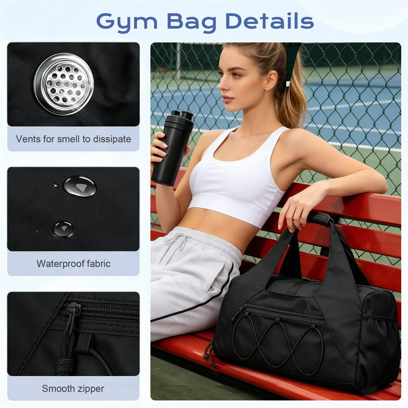 Flintronic Sac de Sport Femme avec Compartiment Chaussures et Humide, Léger, pour Voyage et Gym