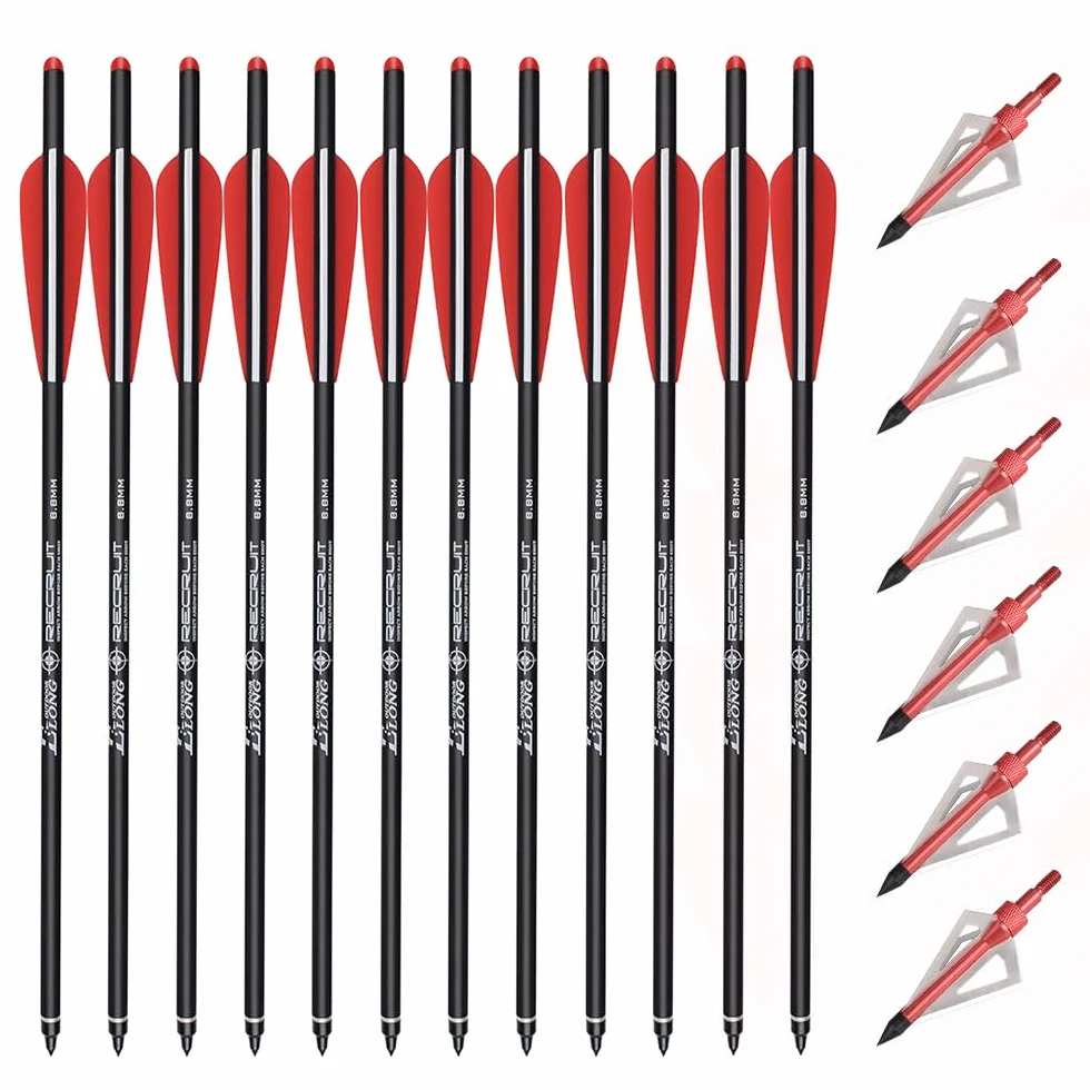 NIKA ARCHERY Flèches d'arbalète Carbone 18'' 20'' Pouces 12 pièces Chasse