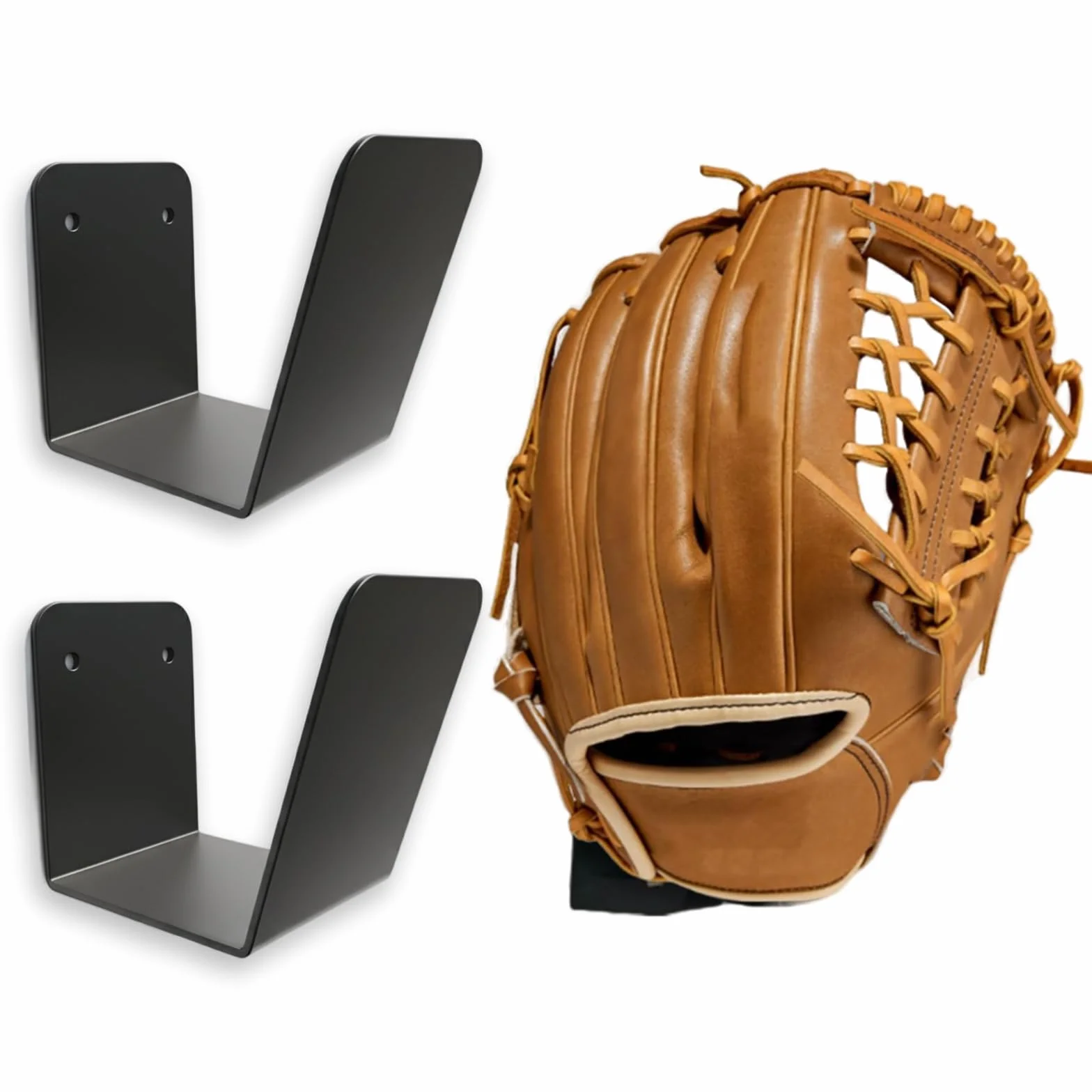 Lot de 2 supports muraux métal pour gants de baseball flottant invisible rangement peu encombrant