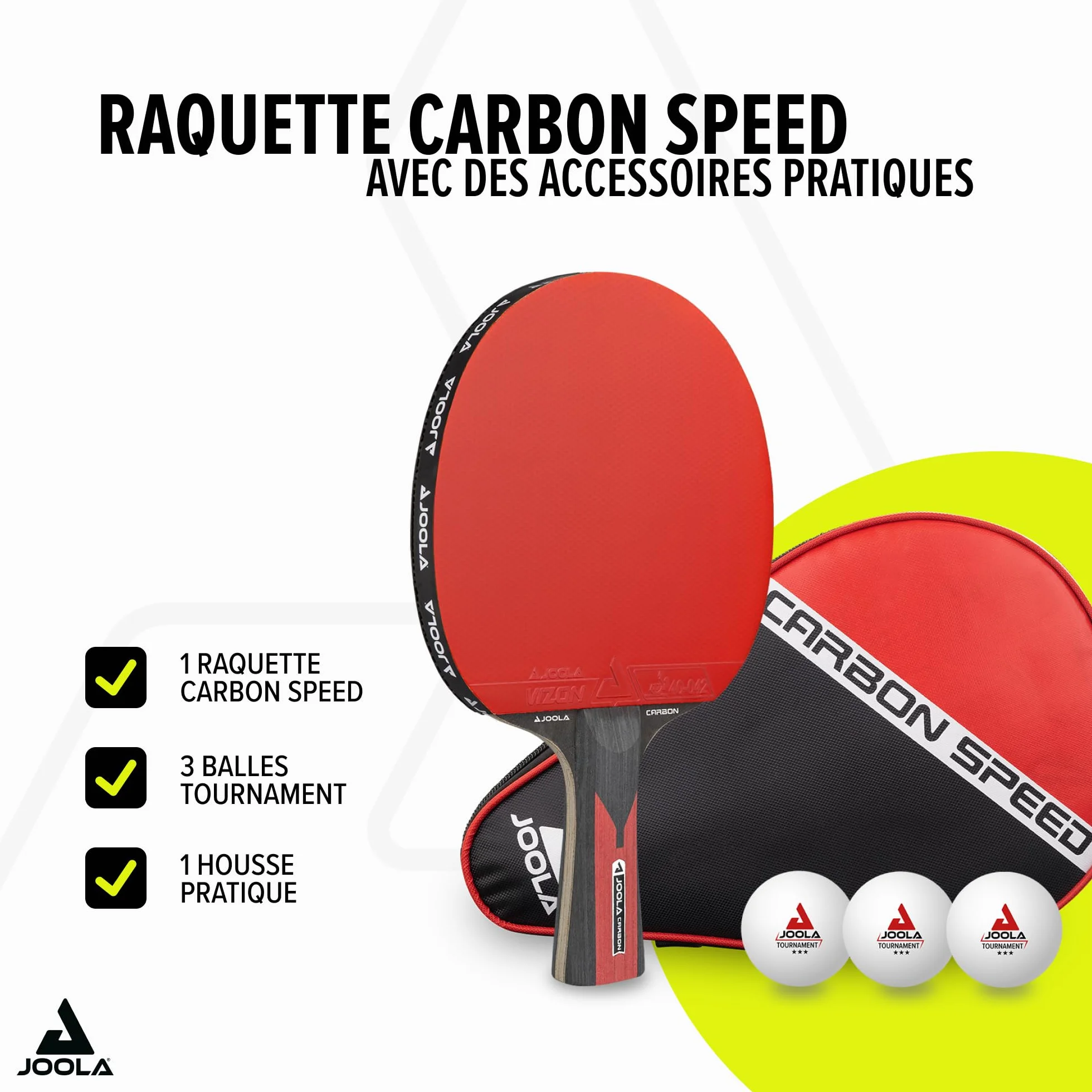 JOOLA Carbon Control Table Tennis Bat Advanced Players Carbon Speed Set Premium Balls 40+ mm Case