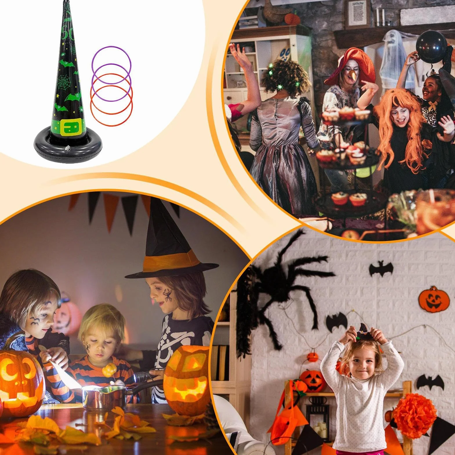 Jeu De Lancer D'Anneaux Halloween avec 4 Anneaux Jouets Amusants pour Adultes Fête