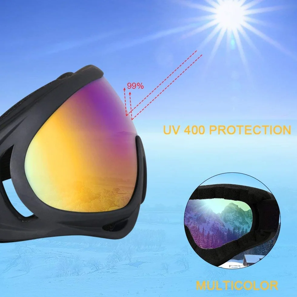Vicloon Lunettes de Ski Masques Snowboard Protection Anti-poussière UV Anti-Buée Coupe-Vent