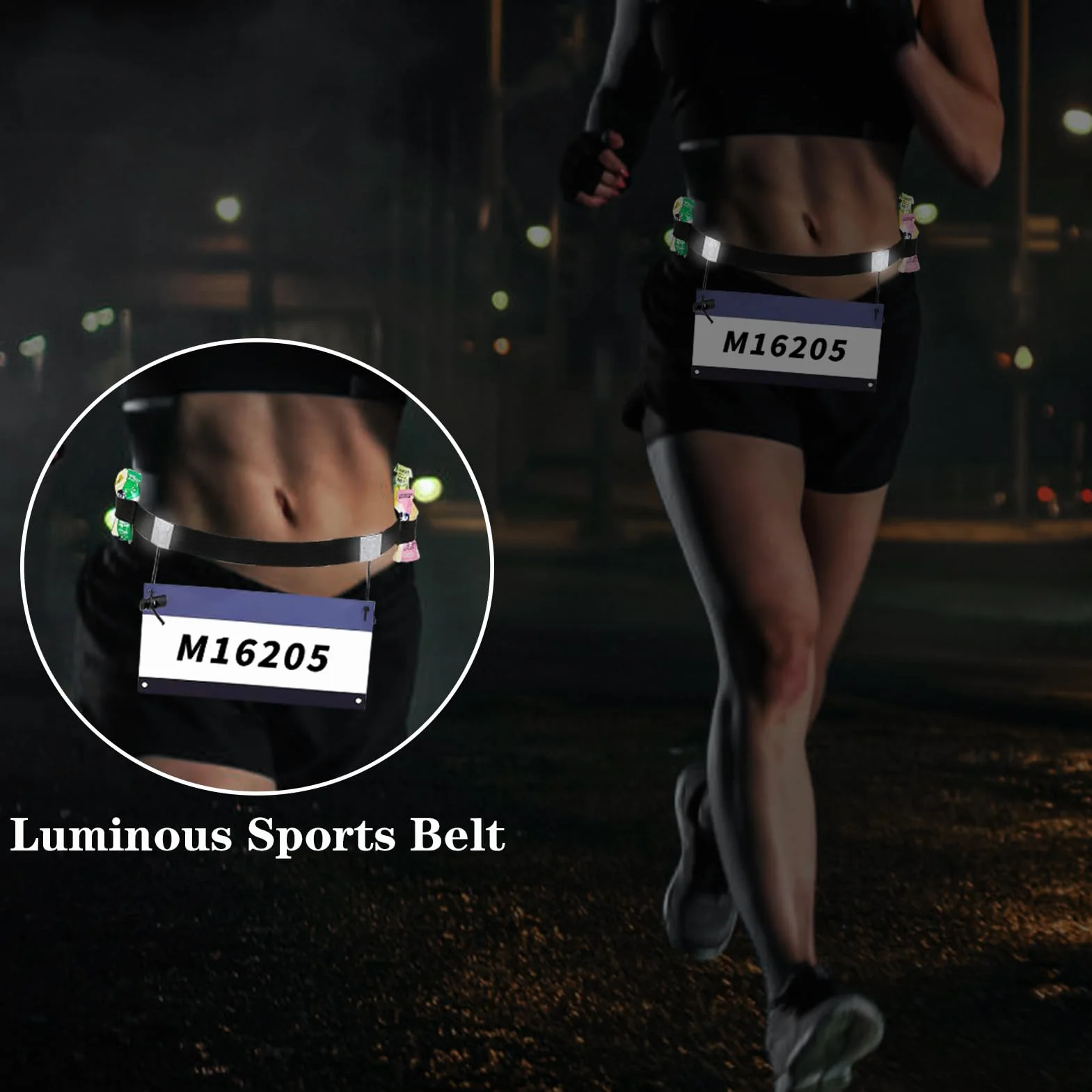 Ceinture Porte Dossard Running pour Course à Pied, Triathlon et Cyclisme - Ajustable sans Épingles (Noir)