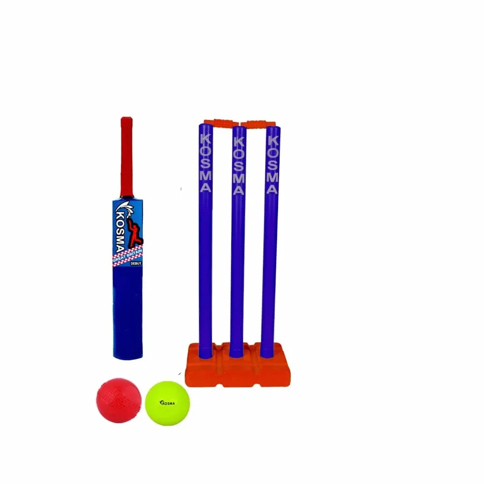 Kosma Kwik Ensemble de cricket pour enfants - Batte n°1 (58,4 cm) - 2 balles - 3 guichets 33 cm