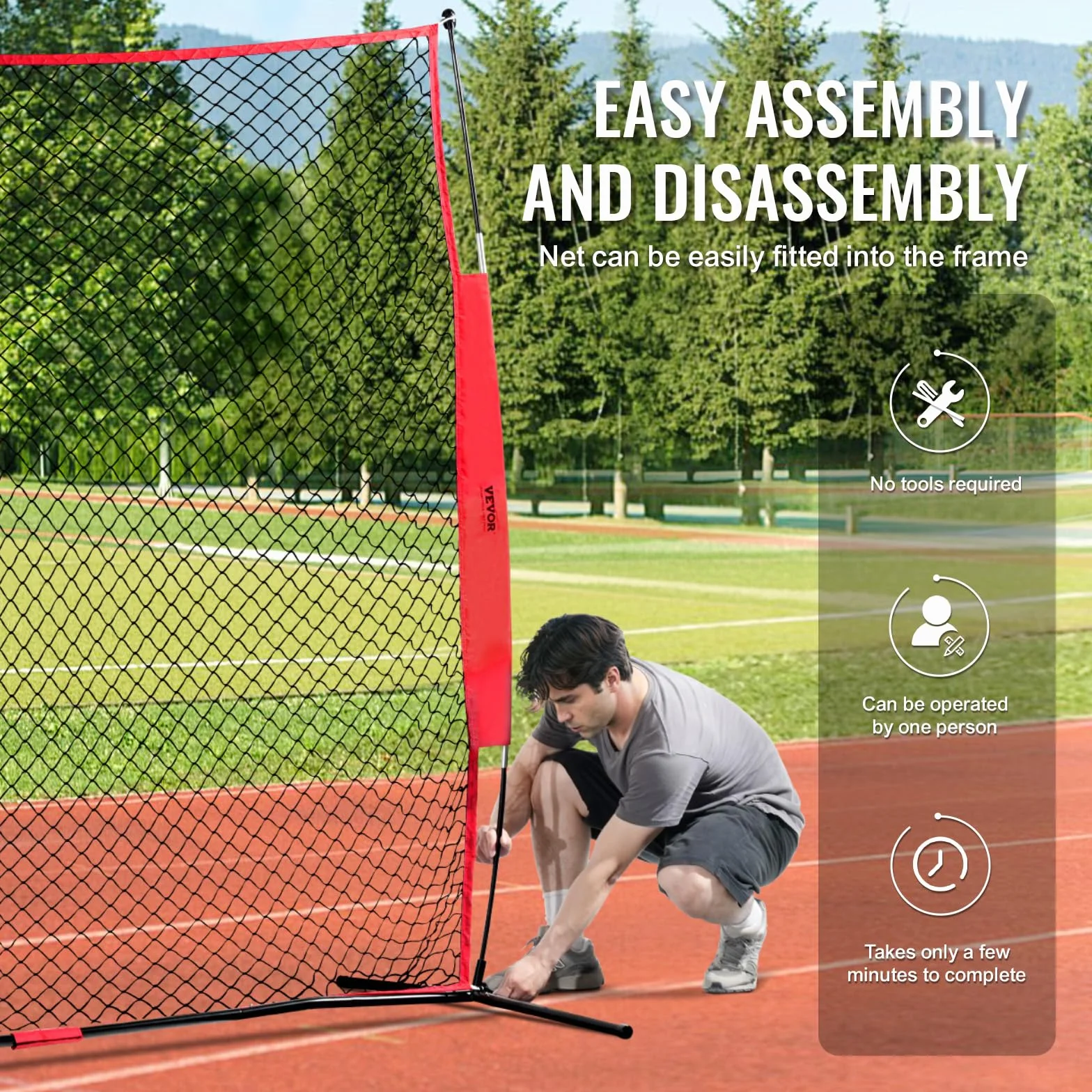 VEVOR Filet d'Entraînement Baseball Softball 238x212 cm, Filet de Protection Portable avec Sac de Transport, Équipement pour Receveur Crosse Football Hockey Jardin