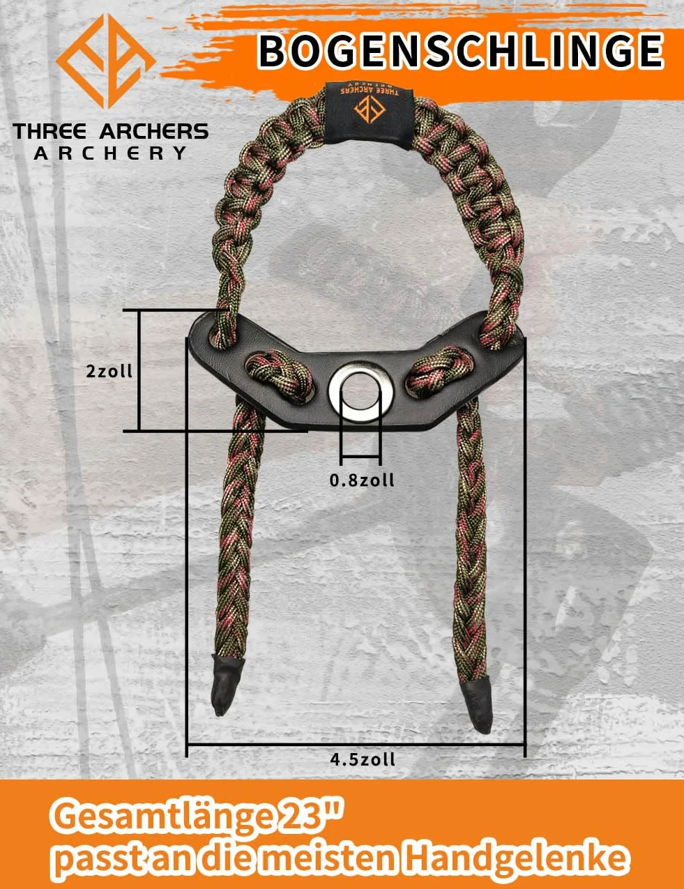 THREE ARCHERS Sangle de poignet réglable pour tir à l'arc - Stabilisateur d'arc et dragonne