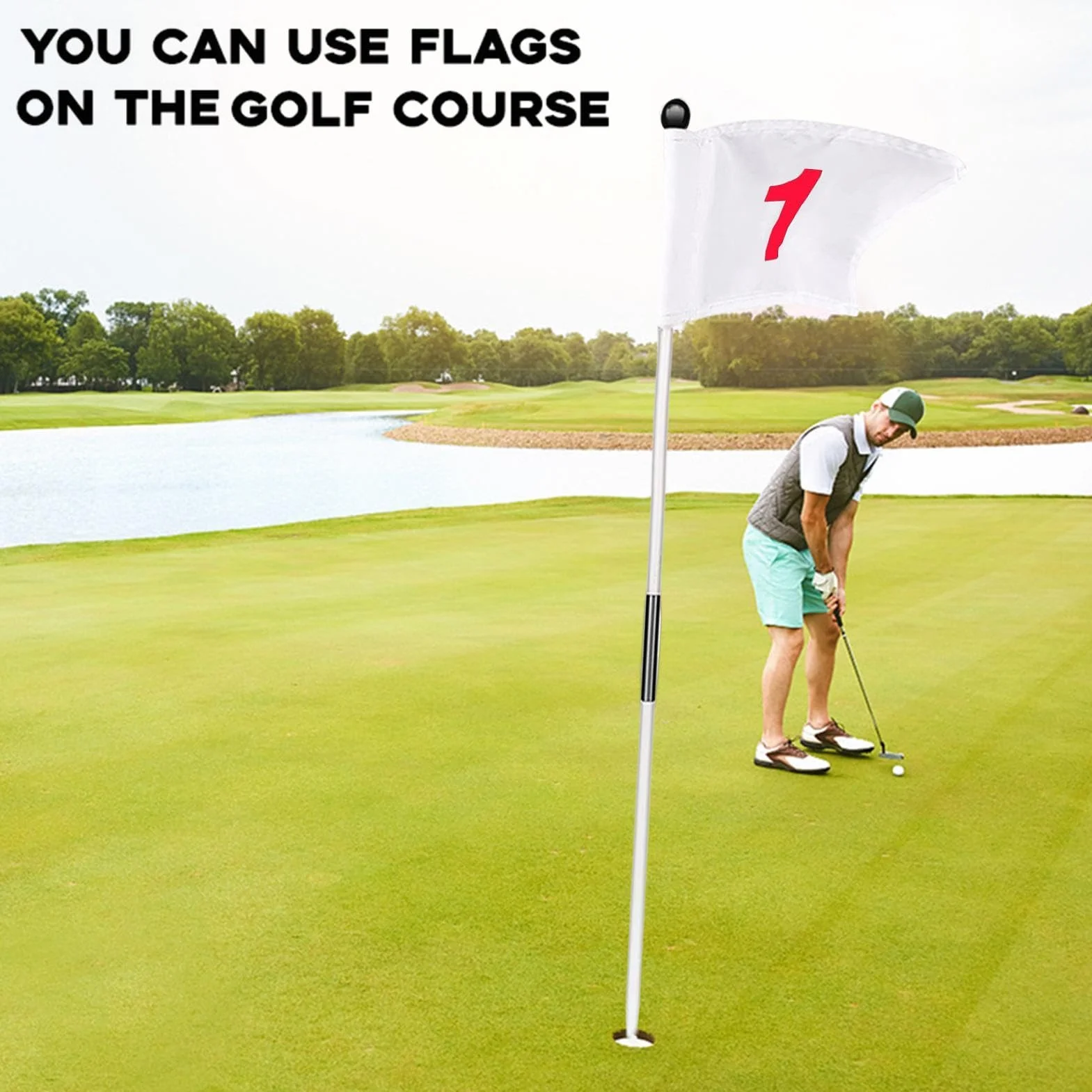 Ensemble de drapeaux de golf portable amovible trou de golf professionnel durable robuste stable