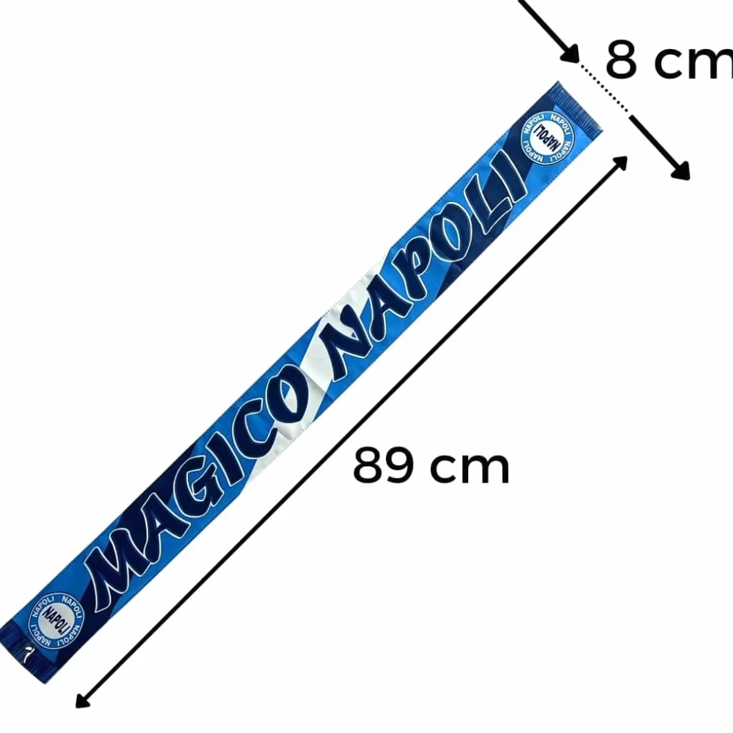 Drapeau Napoli 90 x 150 cm avec boucle pour tige + Collier Napoli 89 x 8 cm – Fan Championnat de Football