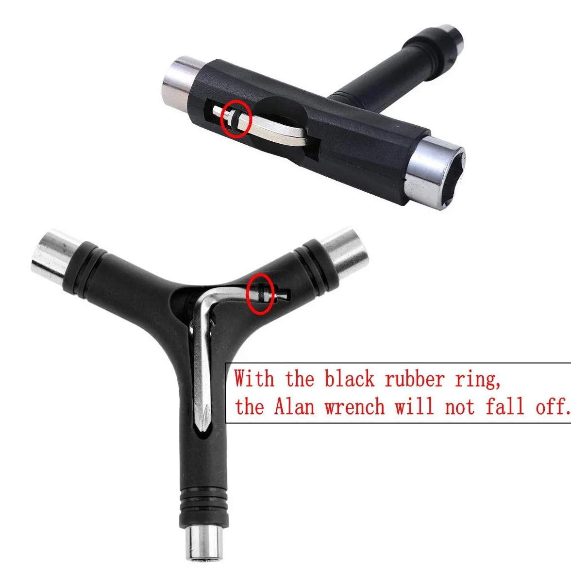 Lot de 2 Outils de Skate T Multifonctionnel Portable avec Clé Allen pour Planche à Roulette Longboard Patin à roulettes Penny Scooter