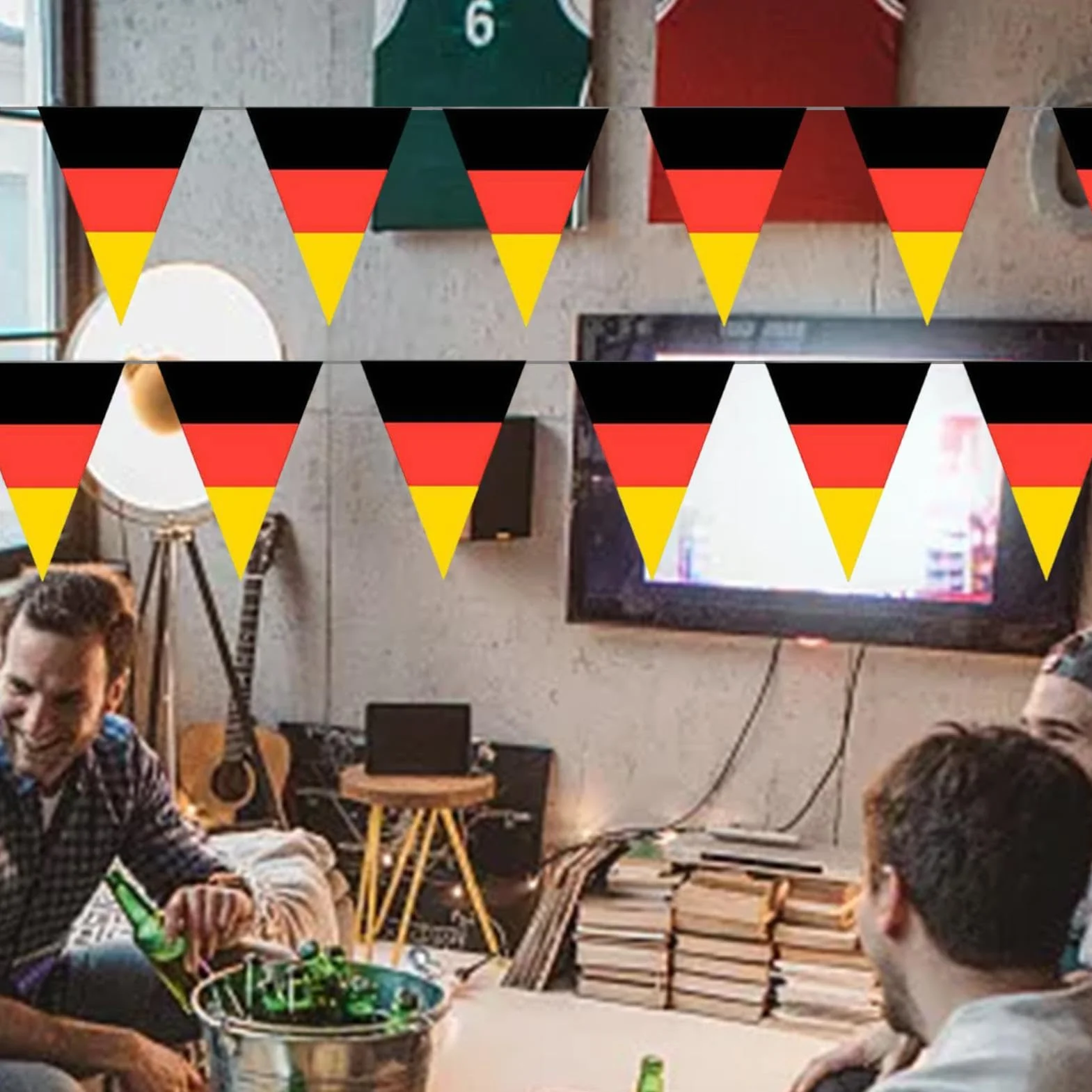 Bannière Allemagne 32,81 pieds Drapeaux triangulaires fanion résistant à la décoloration football