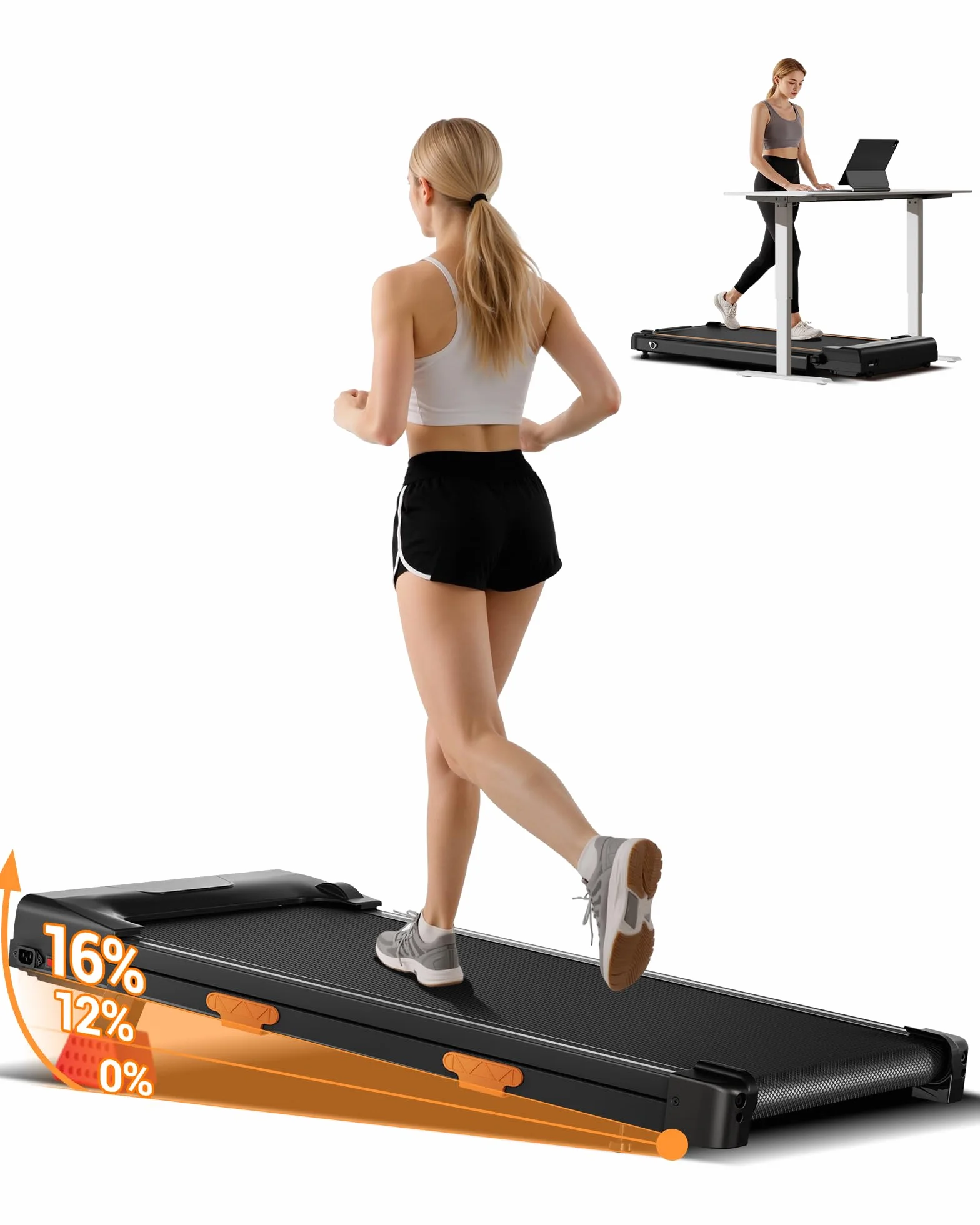 Tapis de Course LONTEK 3.0HP Inclinable 16% 10km/h avec Affichage LED et Télécommande pour Maison et Bureau 136kg