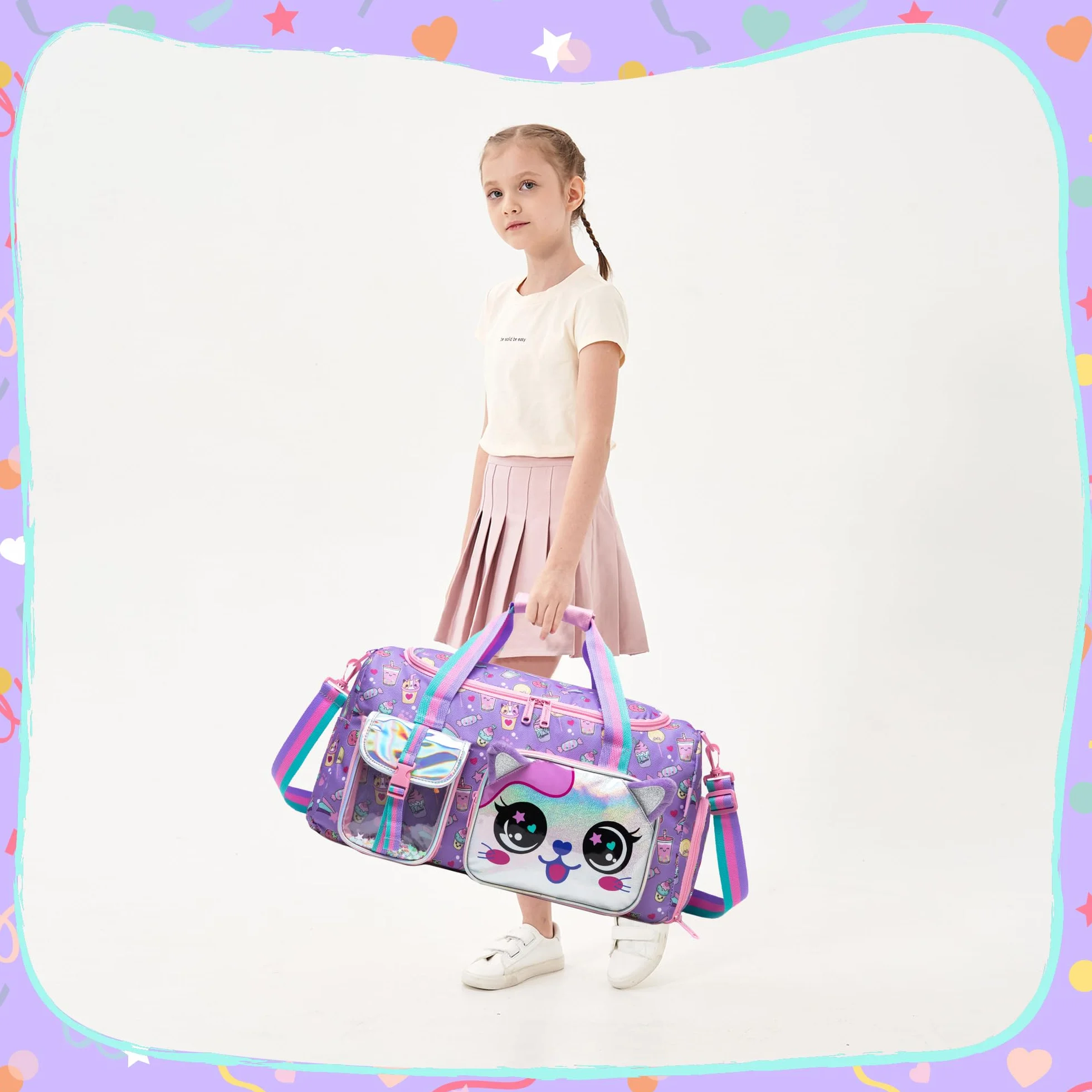 HTgroce Sac de Sport Fille Voyage Enfant Gym Résistant Piscine Danse Loisir