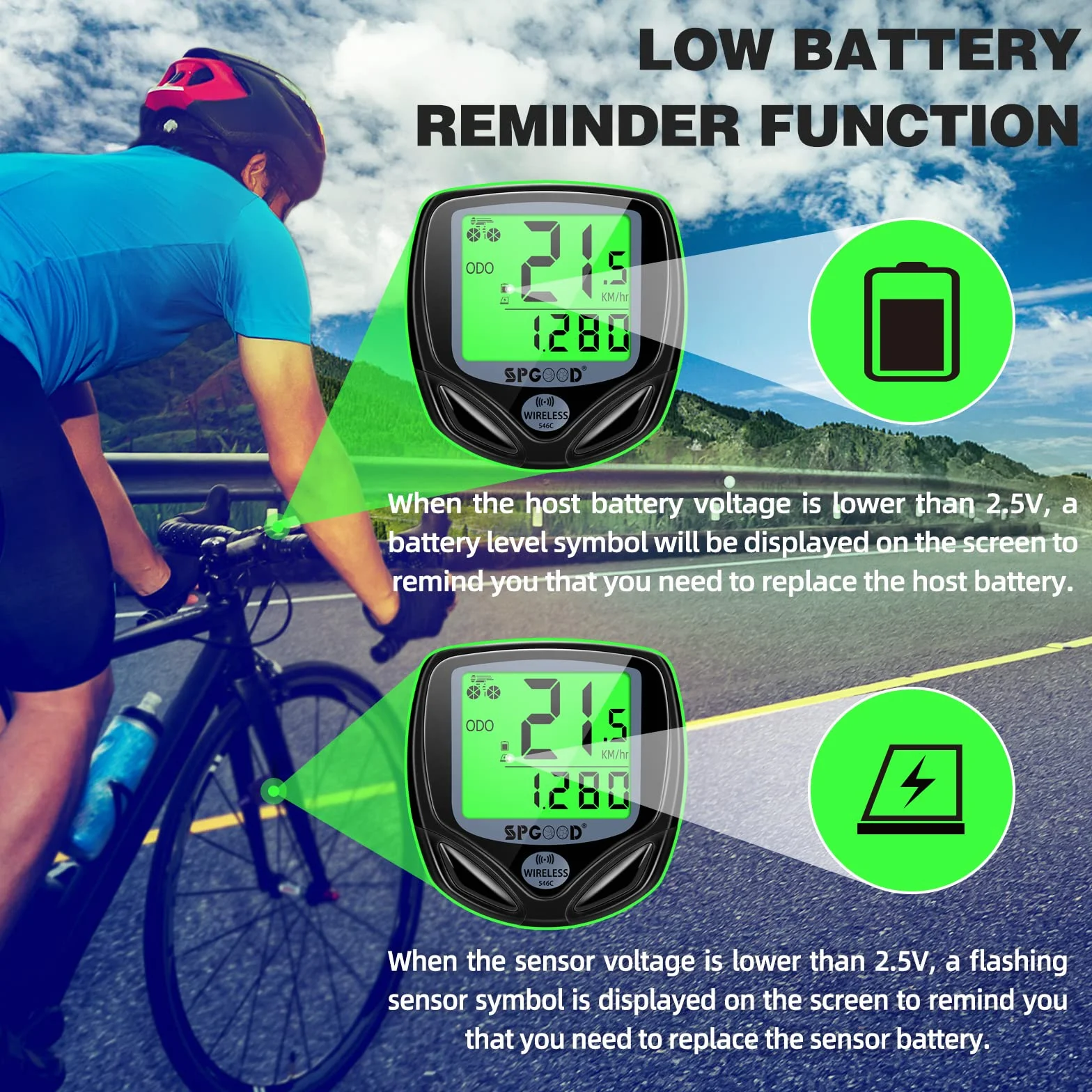 Compteur Vélo sans Fil 19 Fonctions Étanche IP54 Affichage Rétro-Éclairé Démarrage/Arrêt Automatique VTT