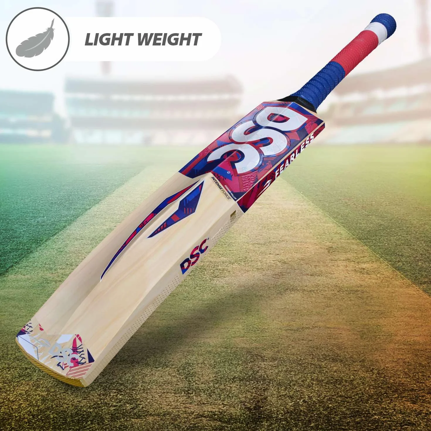 DSC Intense Force Cricket Bat Kashmir Willow Wood Lightweight for Men Boys Intermediate Leather Ball