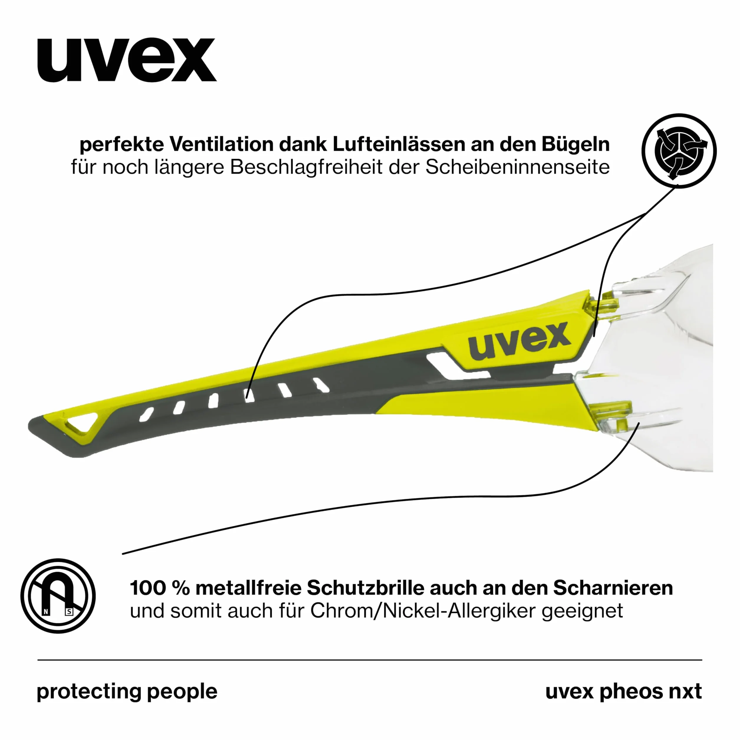 Uvex pheos nxt Lunettes de protection anti-buée résistant aux rayures et aux produits chimiques