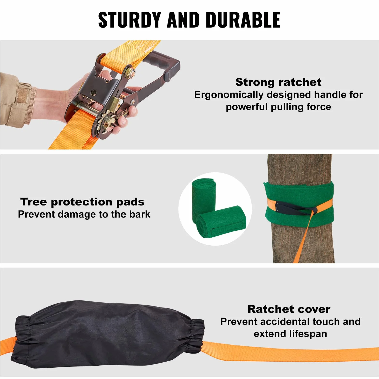 VEVOR Slackline 18,3 m Sangle d'Équilibre 226,8 kg Jeu Complet avec Protecteur d'Arbres