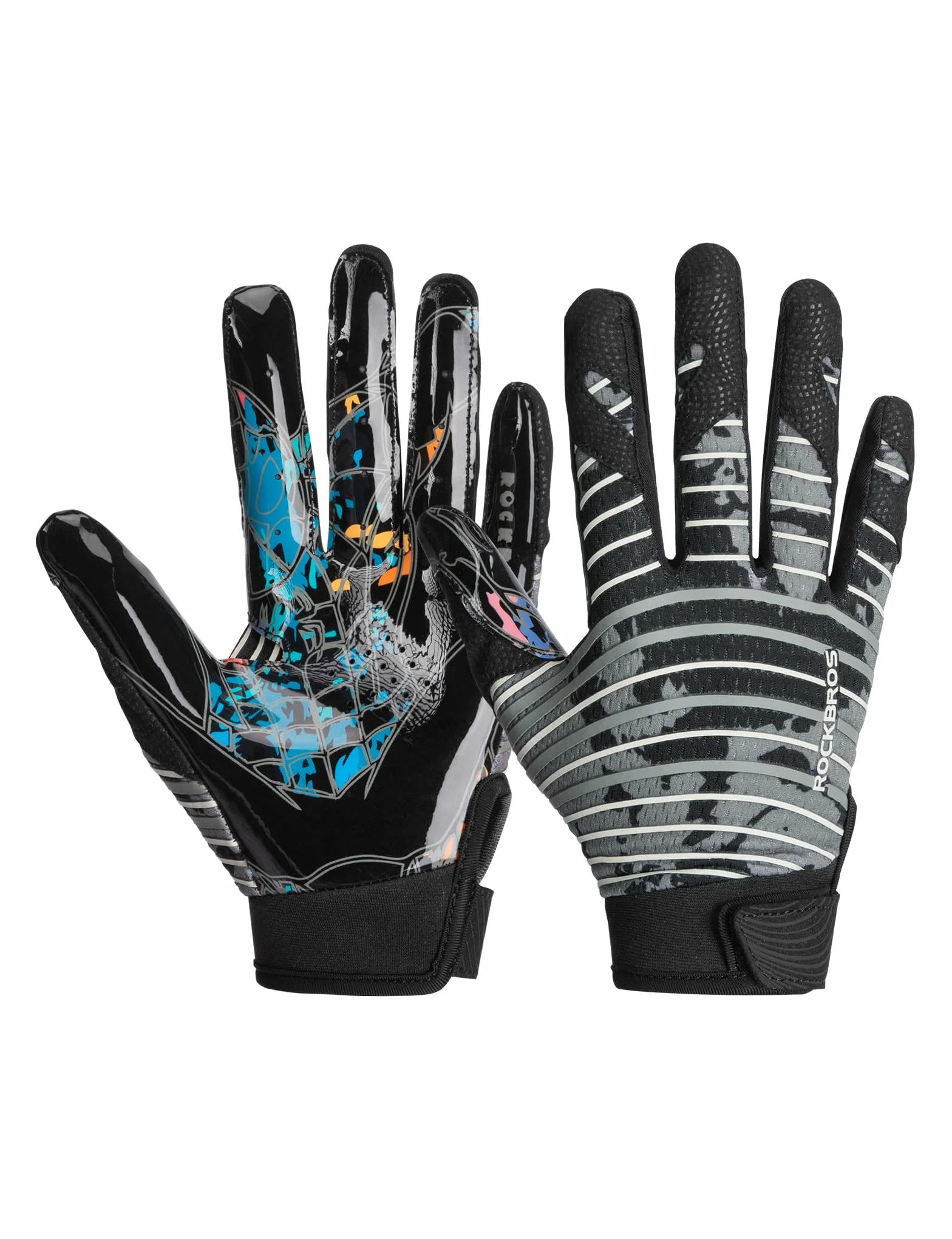 ROCKBROS Gants de Receveur Football Américain Paume PU Antidérapante Maintien Réglable