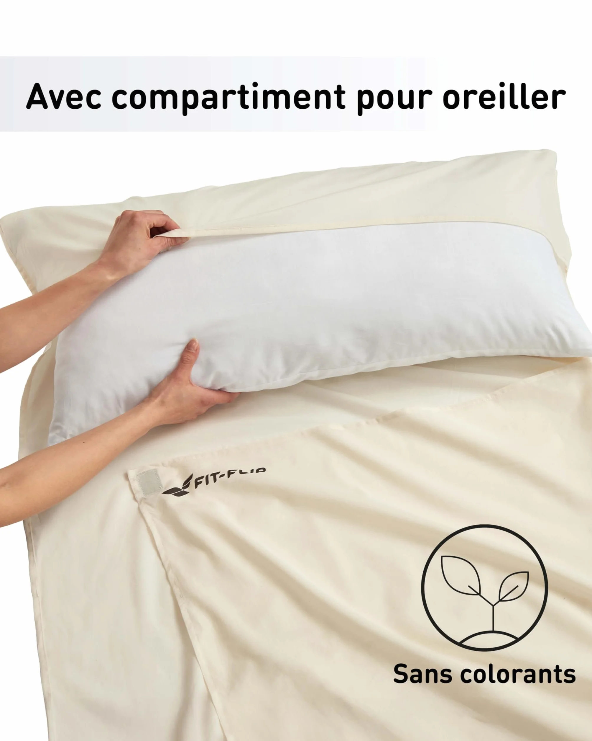 Fit-Flip Drap de Sac de Couchage Coton Microfibre 1 Personne Léger Voyage