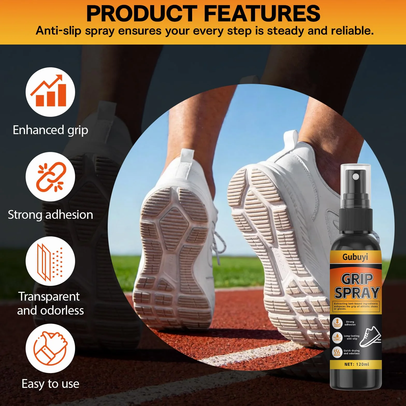 Spray Antidérapant pour Chaussures de Basket-Ball 120ml, Anti Slip Performance Enhancer, Améliore la Traction