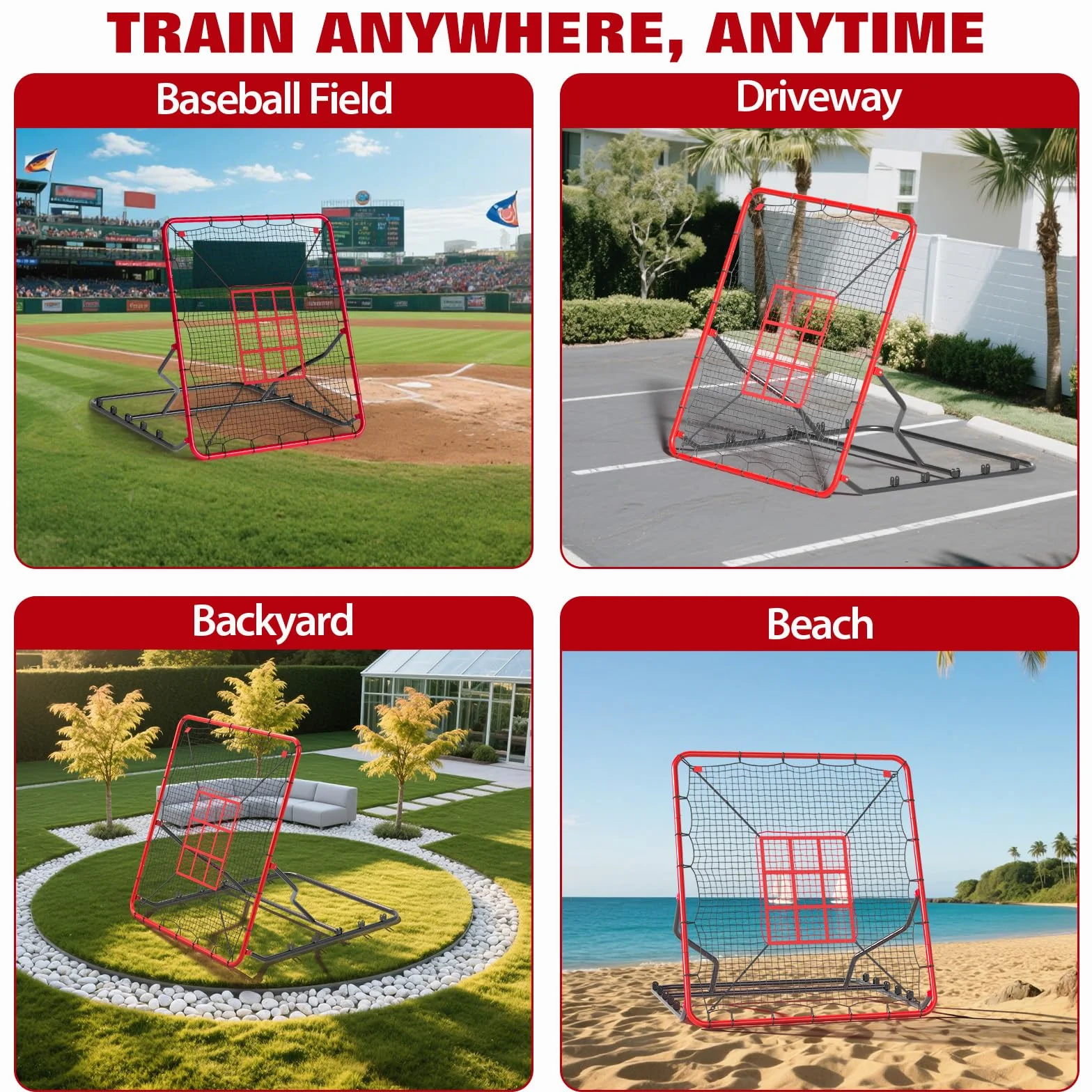 Filet De Rebond De Baseball 2 en 1, 9 Zones, Cadre en Acier Robuste, Angle Réglable