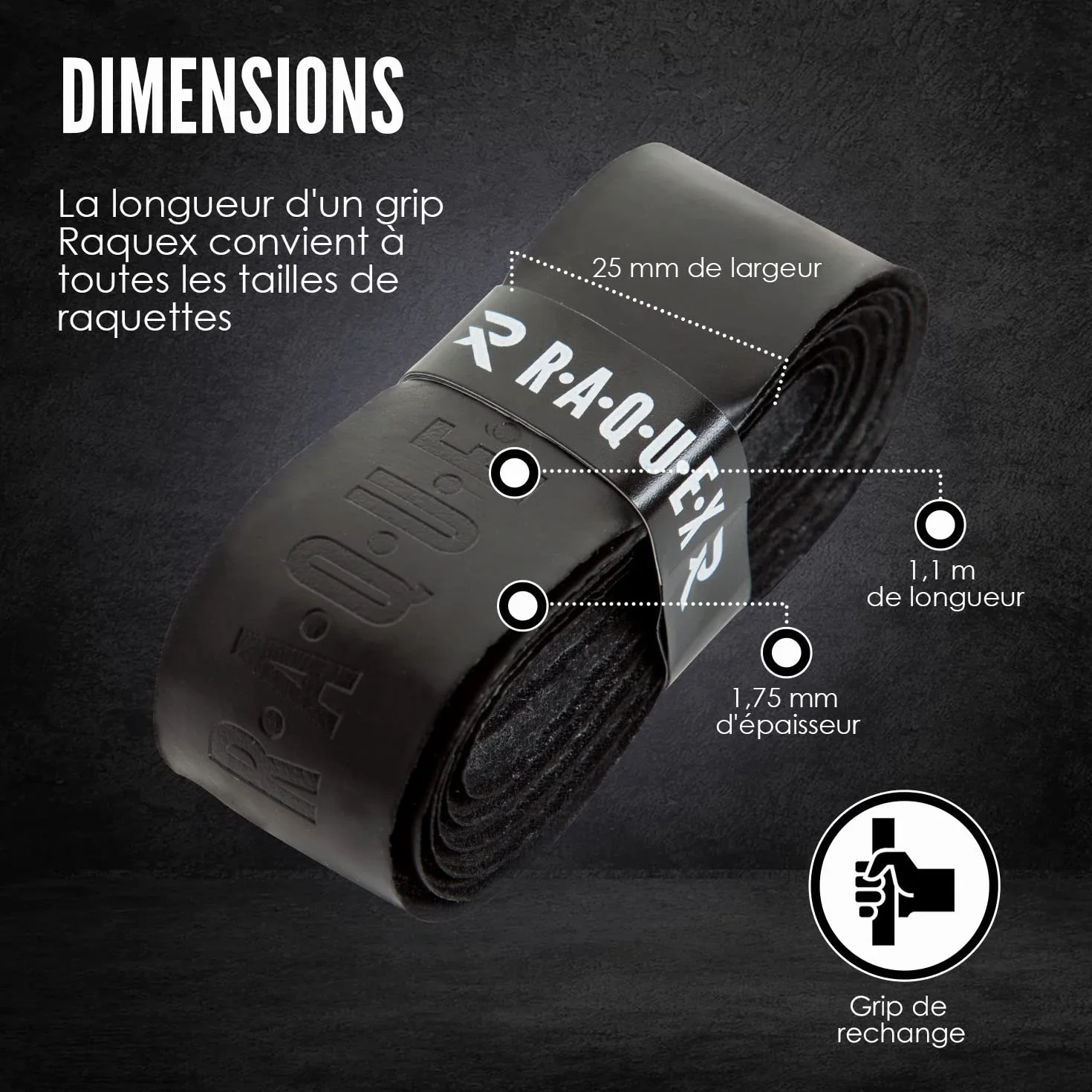 Raquex Grip de Tennis Badminton Padel Squash 14 Couleurs Autocollant