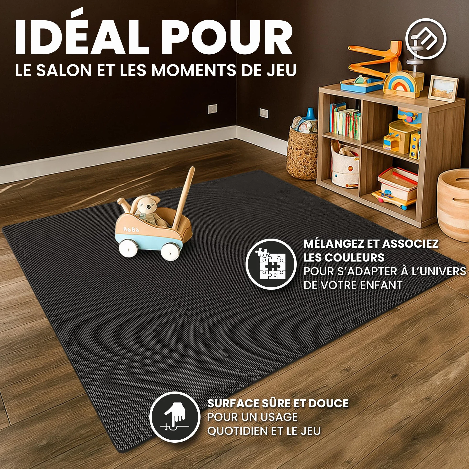 Tapis de Fitness Protection de Sol Salle de Sport Dalles Mousse sans BPA Bordures Matelas Puzzle Tatami EVA Caoutchouc