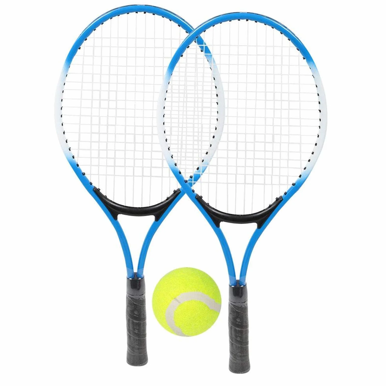 Raquette de Tennis Enfants Alliage de Fer Kit Démarrage Débutant avec Balle et Sac de Transport Bleu